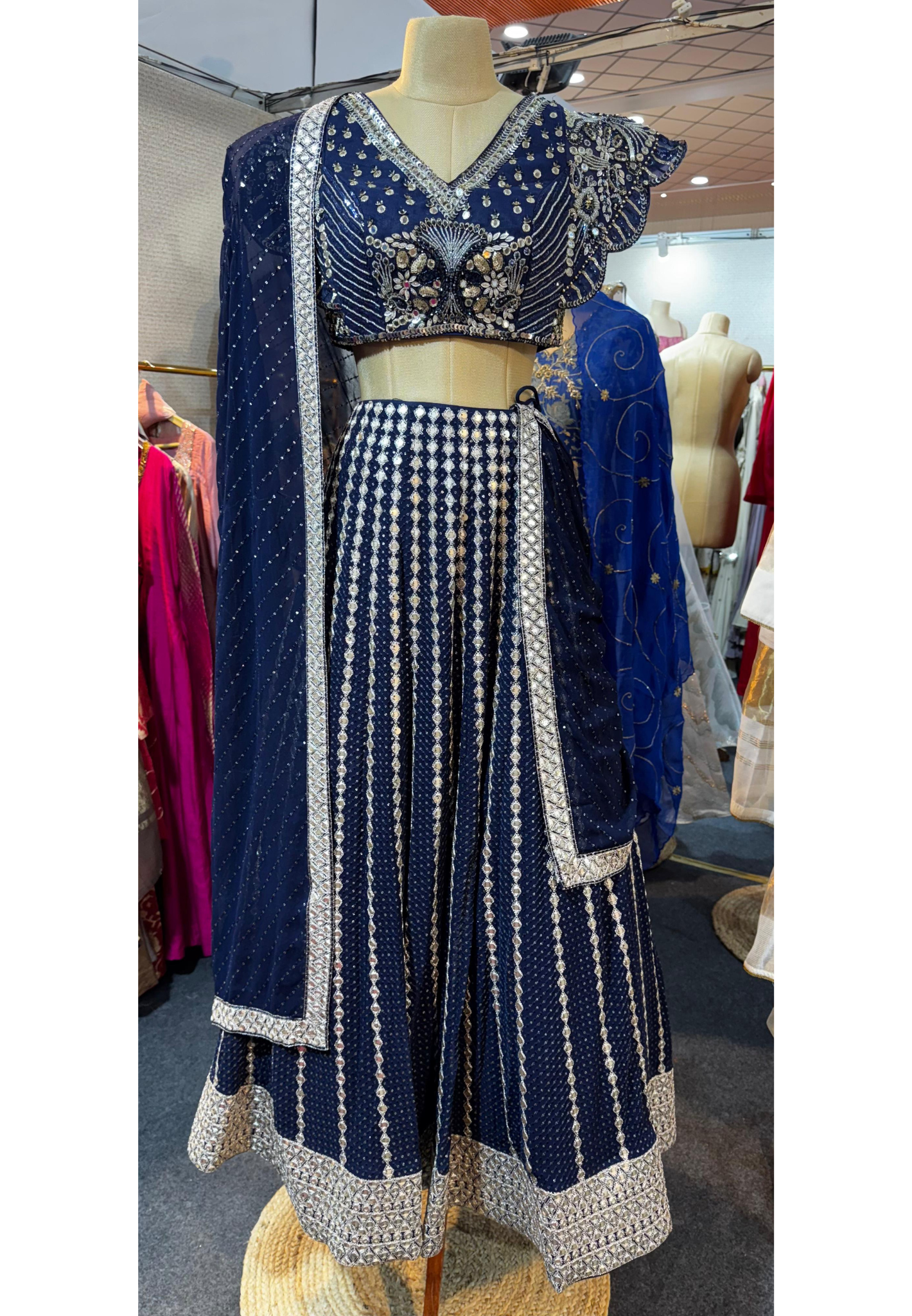 Regal Charm Celestial Glow Navy Designer Lehenga Choli With Dupatta- 11163