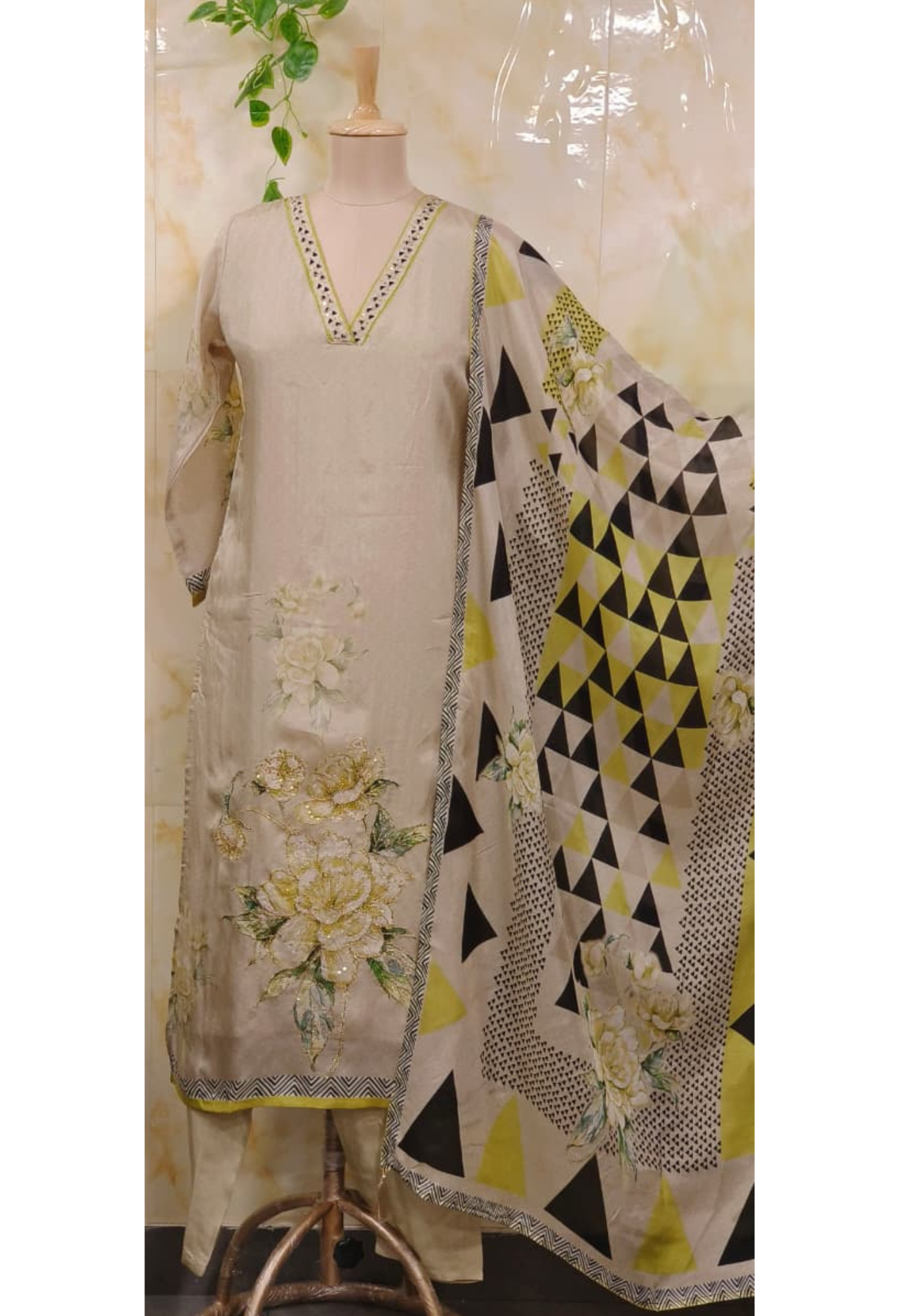 Soft Look Very Decent Digital Floral Printed Full Suit Set With Dupatta In Silk Fabric- 11705