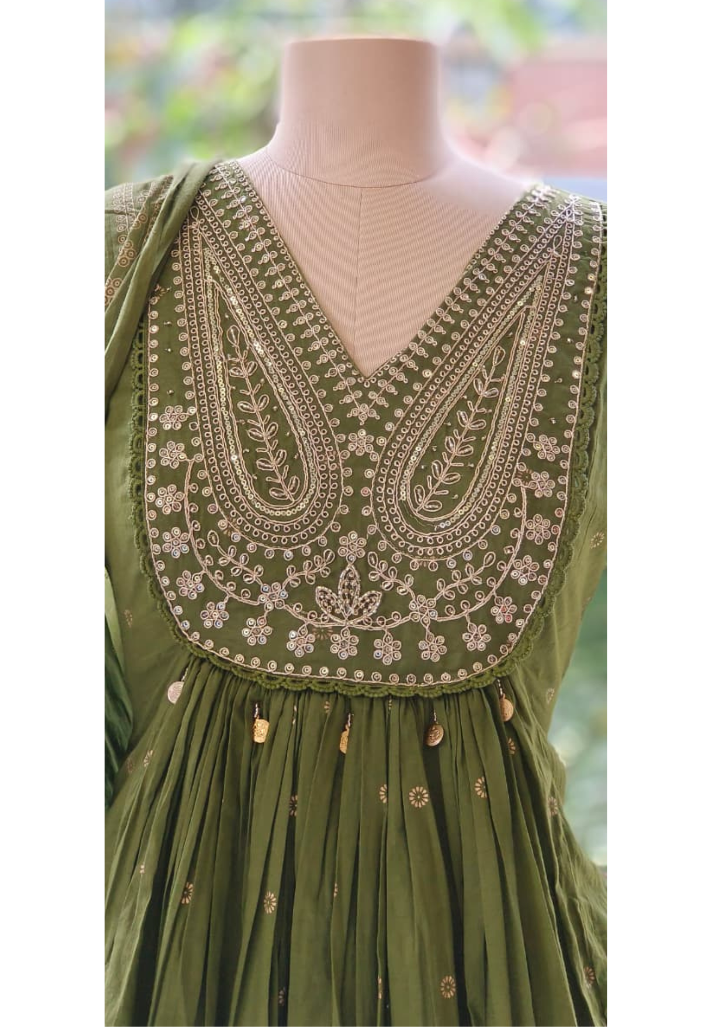 Summer Mul Cotton Embroidered Yoke Aline Full Suit Set With Dupatta- 12093,92,94,95