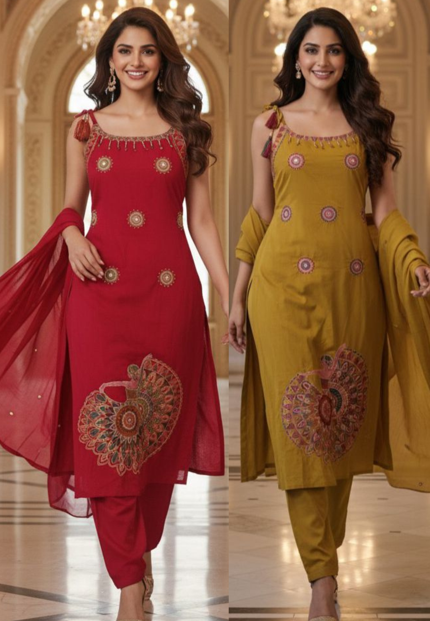 Sleeveless Bohemian Style Cotton Noodle Strap Full Thread Embroidery Tassel Details And Matching Bottom-11803,11804