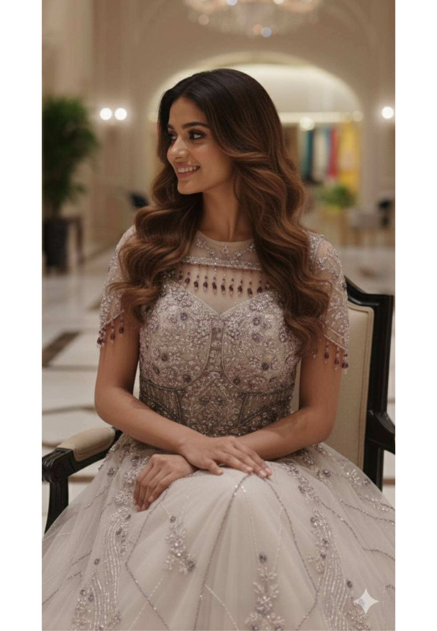 Royal Luxe Ivory Crystal Beaded Floor-Length Ball Gown- 12346