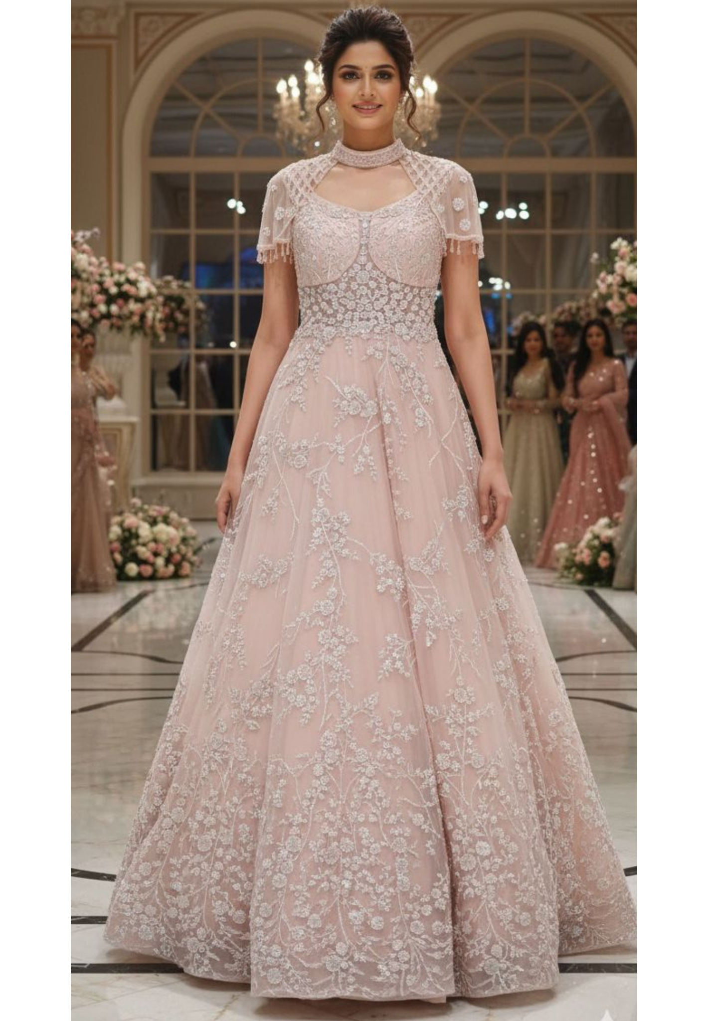 Majestic Pearlshine Diamond Dust Premium Ball Gown- 12345