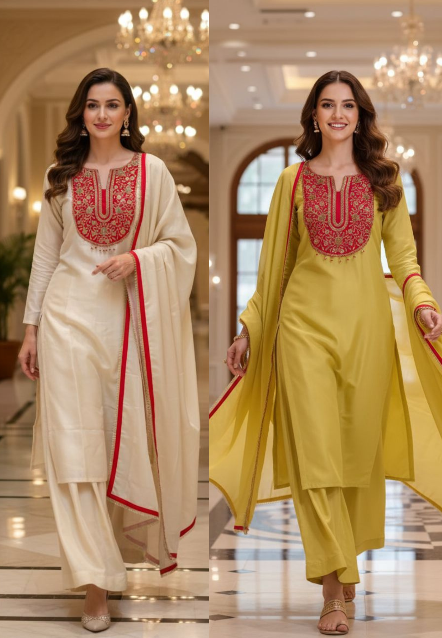 Zardosi Minimal Tasseled Front Yoke Tissue Full Suit Set With Dupatta- 13005