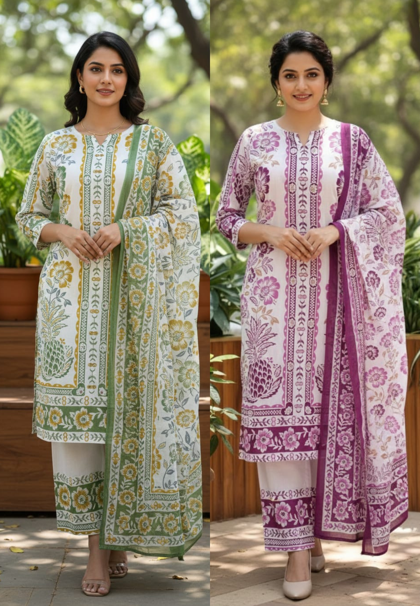 Cool Floral Printed Beautifully Tasseled Short Length Full Suit Set With Dupatta In Cotton Fabr-13240