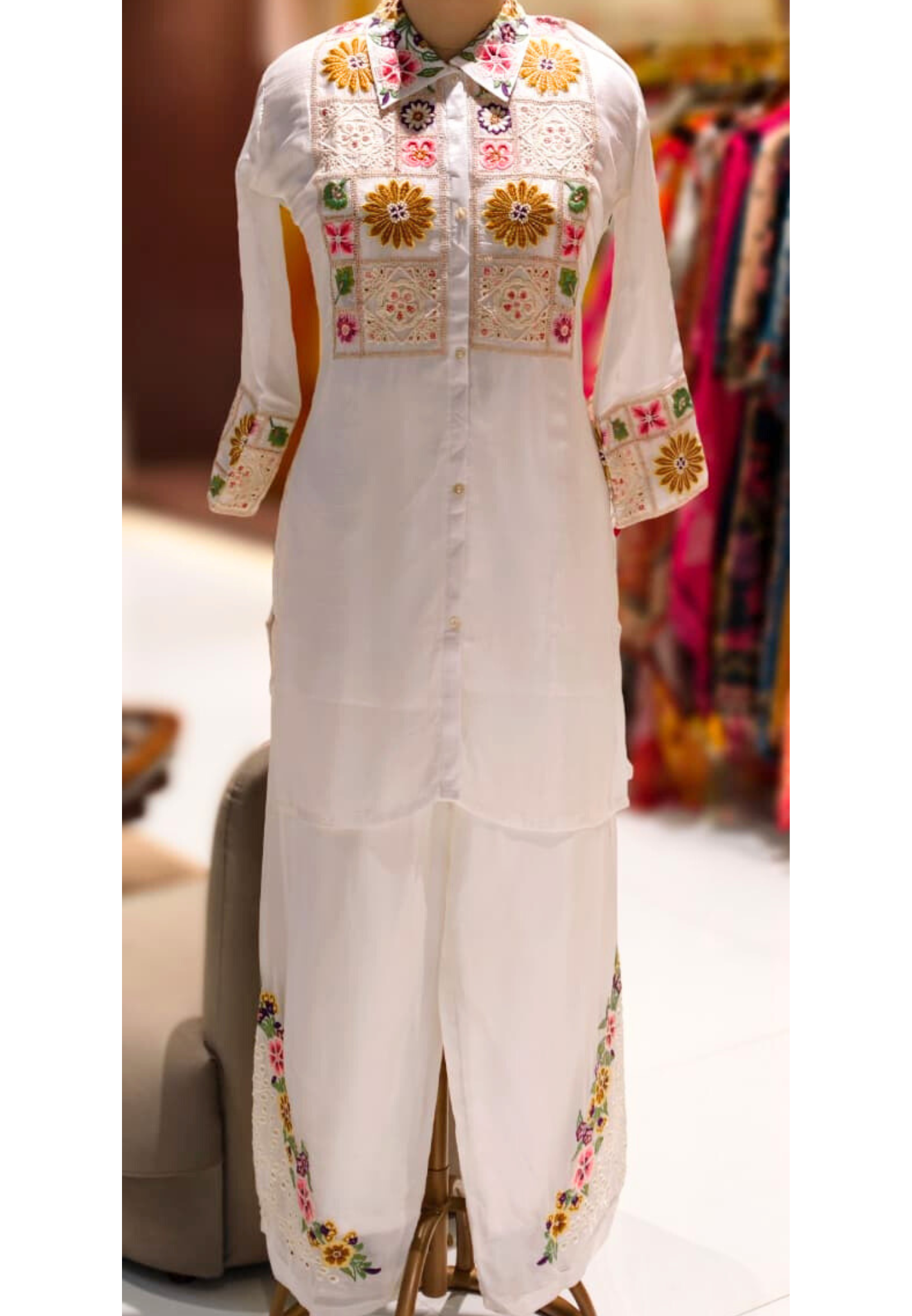 Soft Luxe Very Premium Meadow Embroidered Co-Ord Set In Chinon Fabric-13281