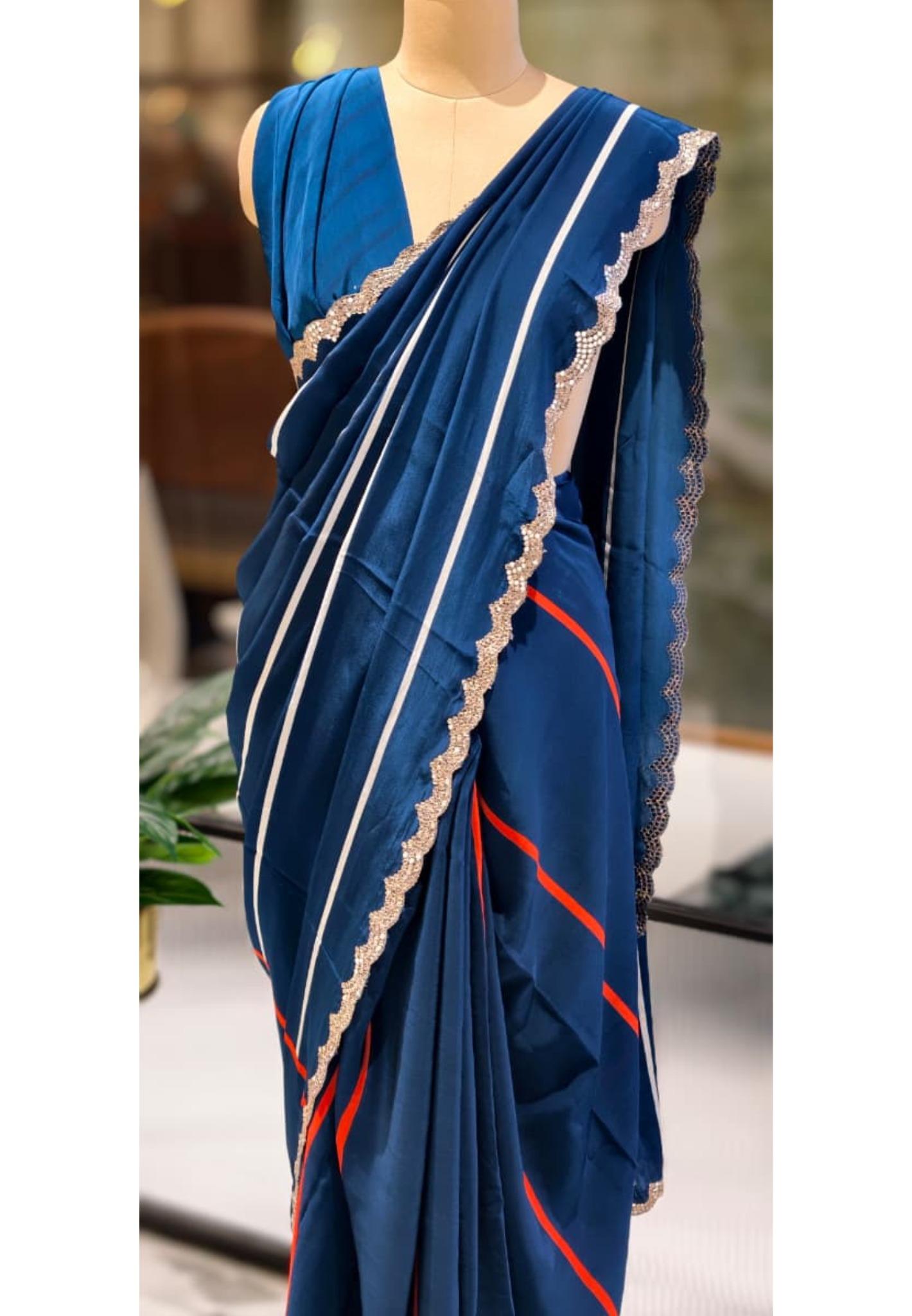 Sheer Elegance Beautiful Bordered Striped Saree With Unstitched Blouse- 13335, 13336