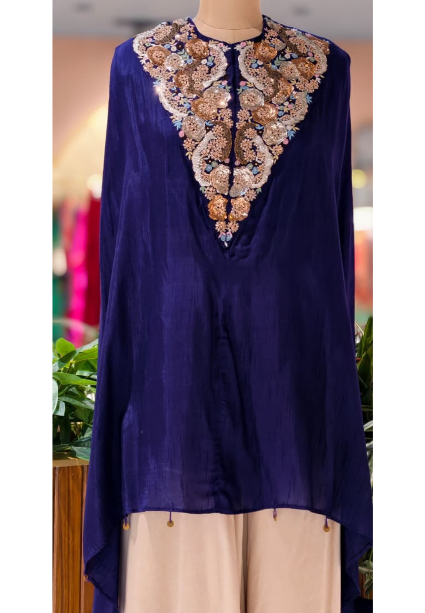 3D Shine Embellished Sequin Heavy Hand Work Yoke Outer With Buster & Flowy Palazzo Bottom- 13248