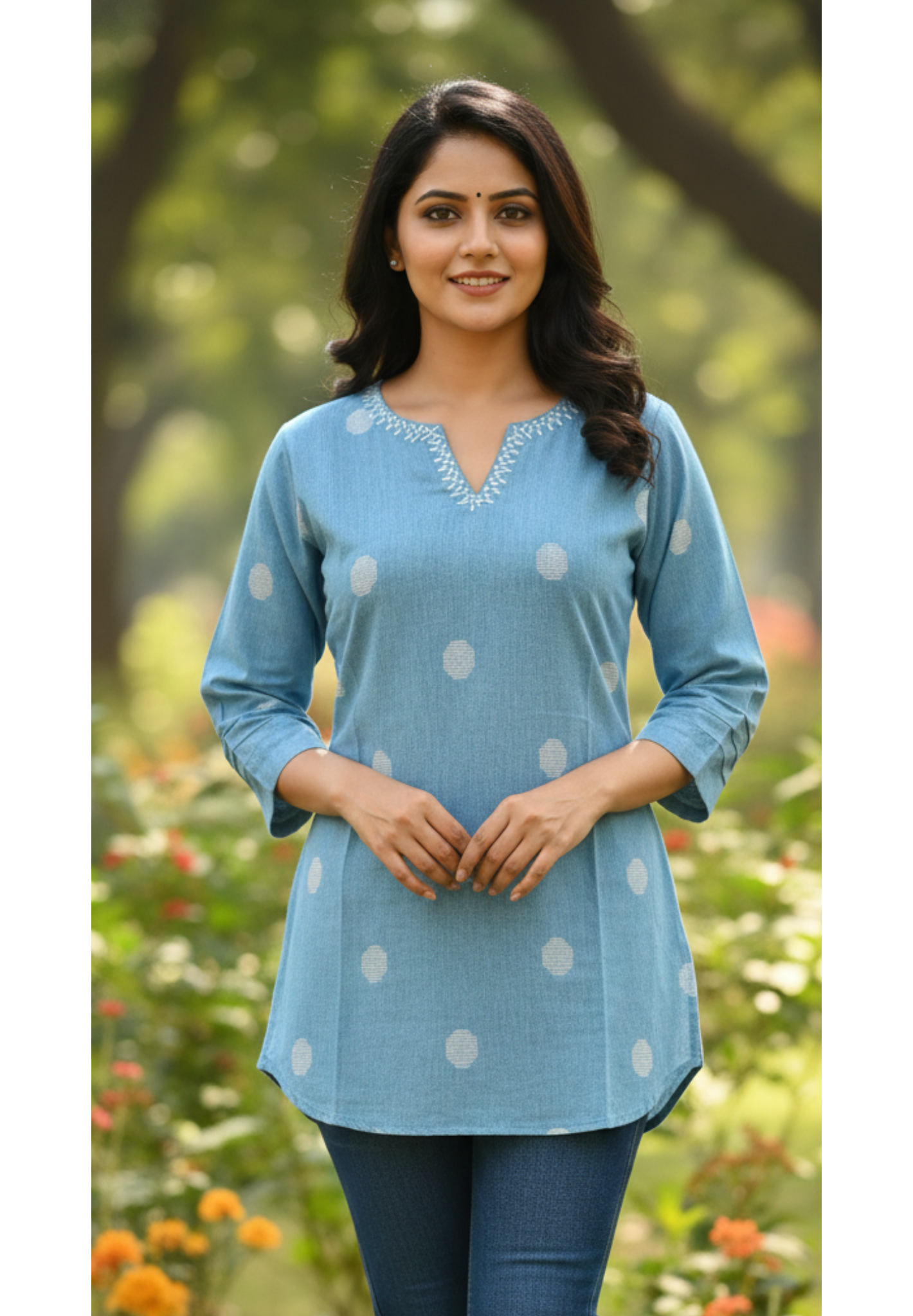 Premium Cotton Minimal Prints Summer Friendly Short Kurti Only-13518