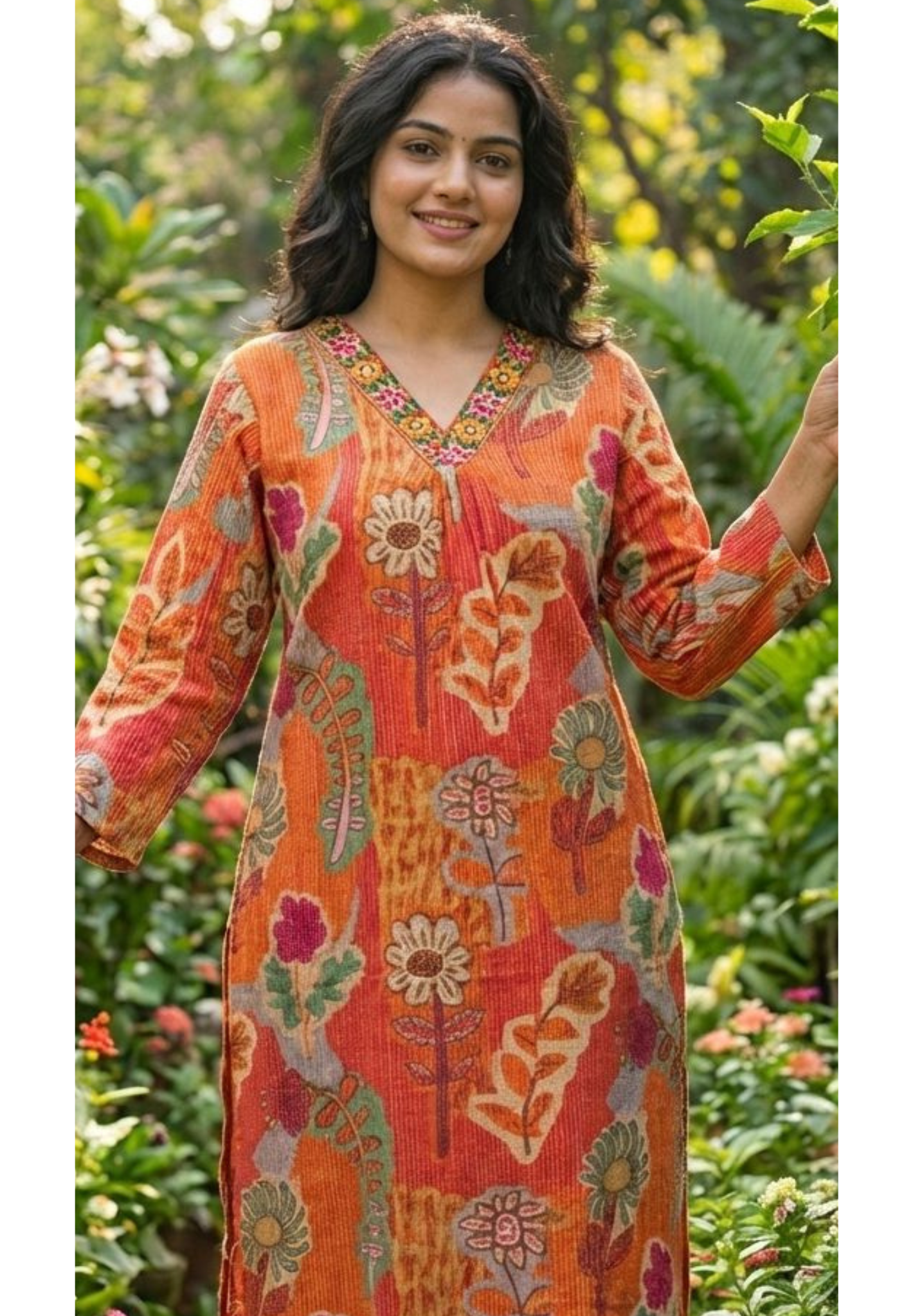 Cute Floral Patch Artistry Print Kurta Pant Set In Cotton Fabric- 13470