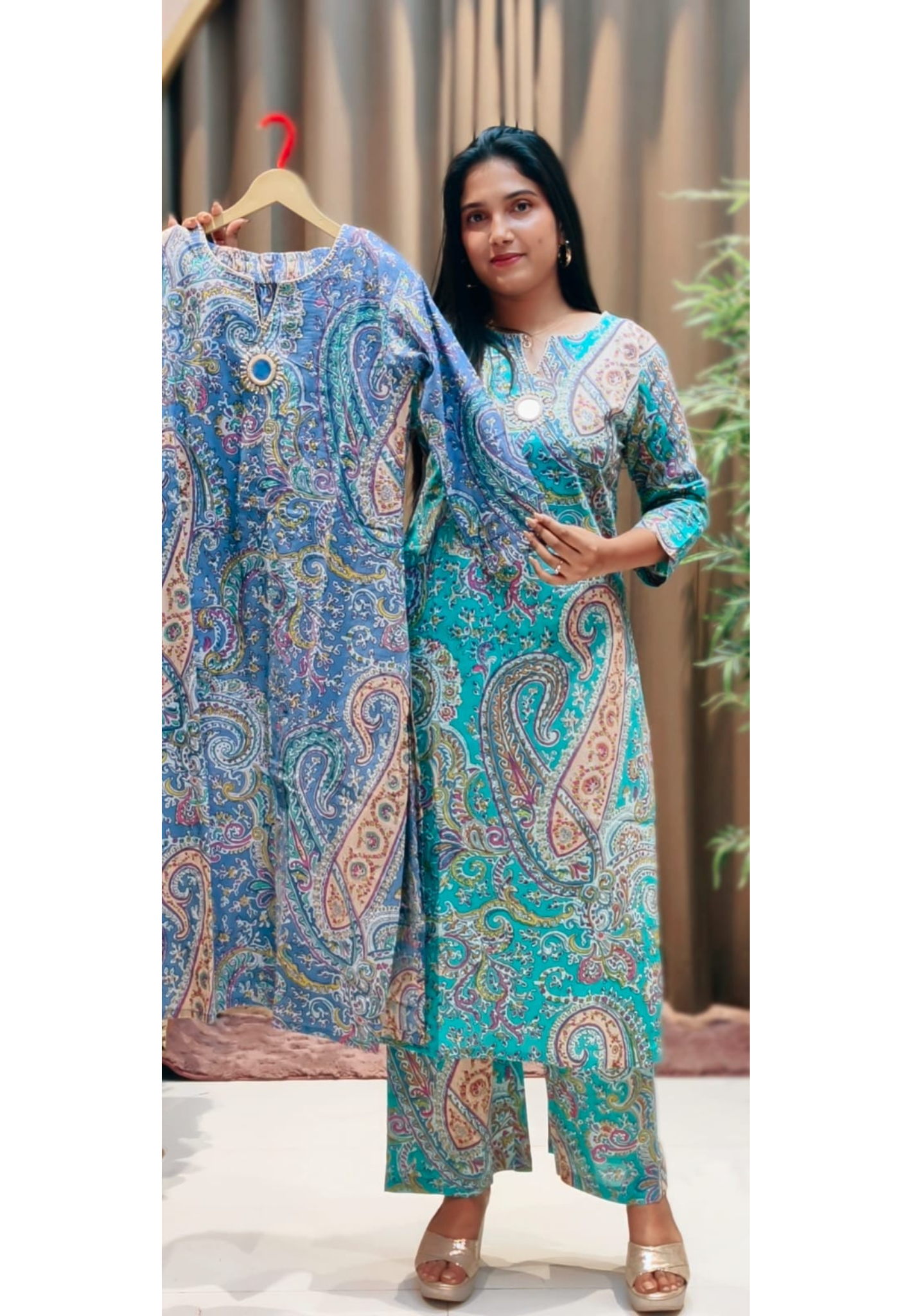 Nature’s Canva Indian Ethnic Printed Kurta Pant Set In Cotton Fabric- 13528