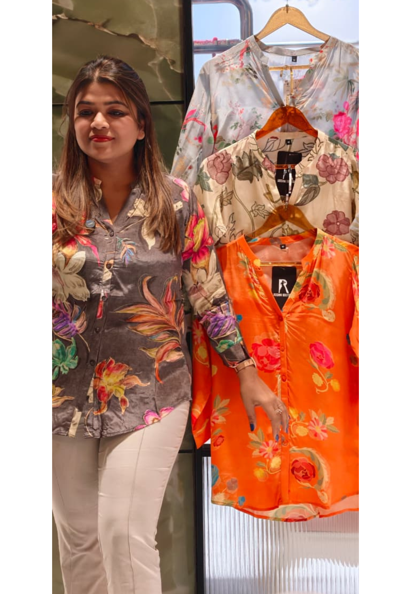 Light Weight Stunning Floral Printed Casual Wear Crepe Shirt- 14125 RB144