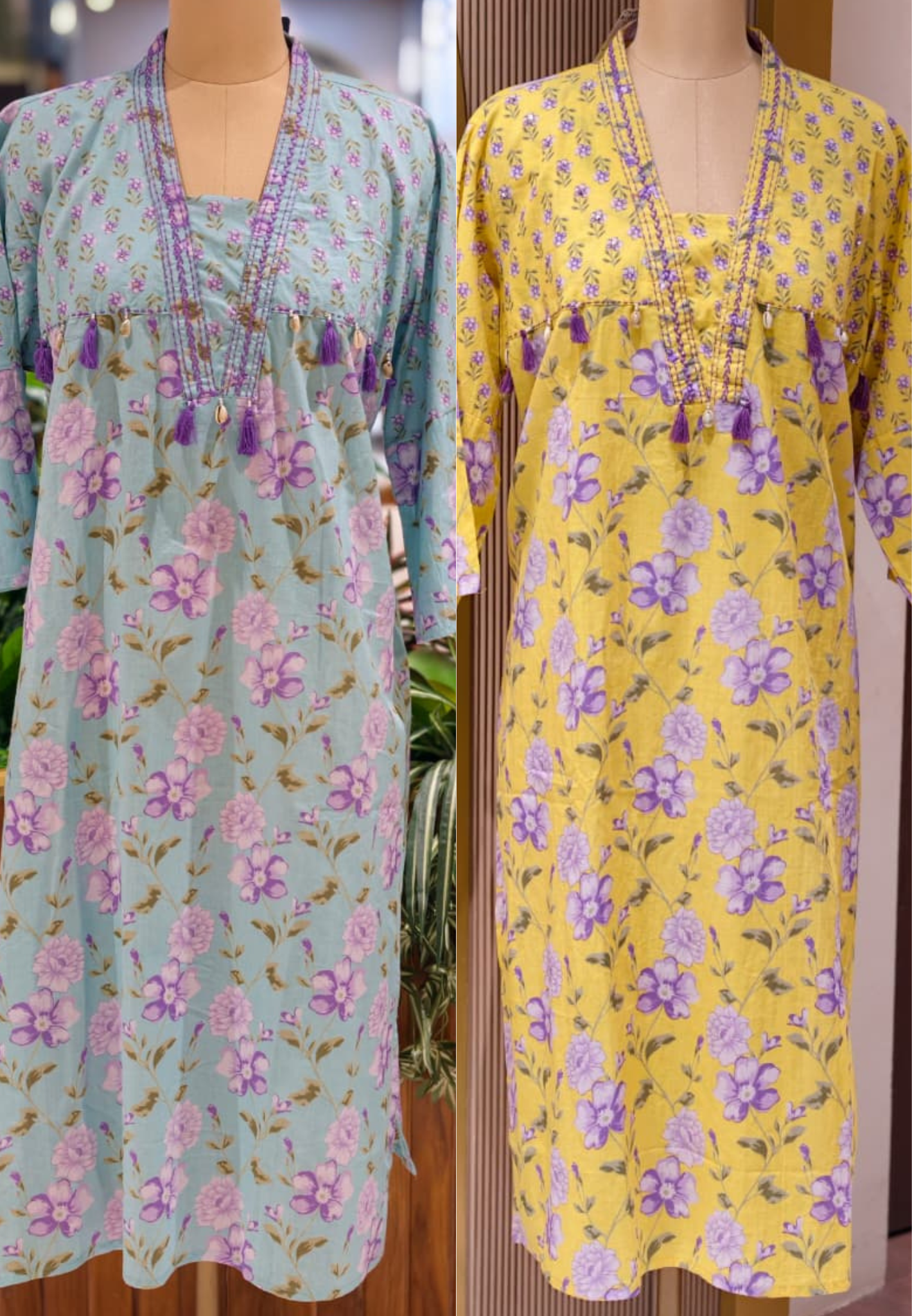 Boho Chic Refreshing Shade Printed A-Line Kurti Only In Cotton Fabric- 14277 RB238