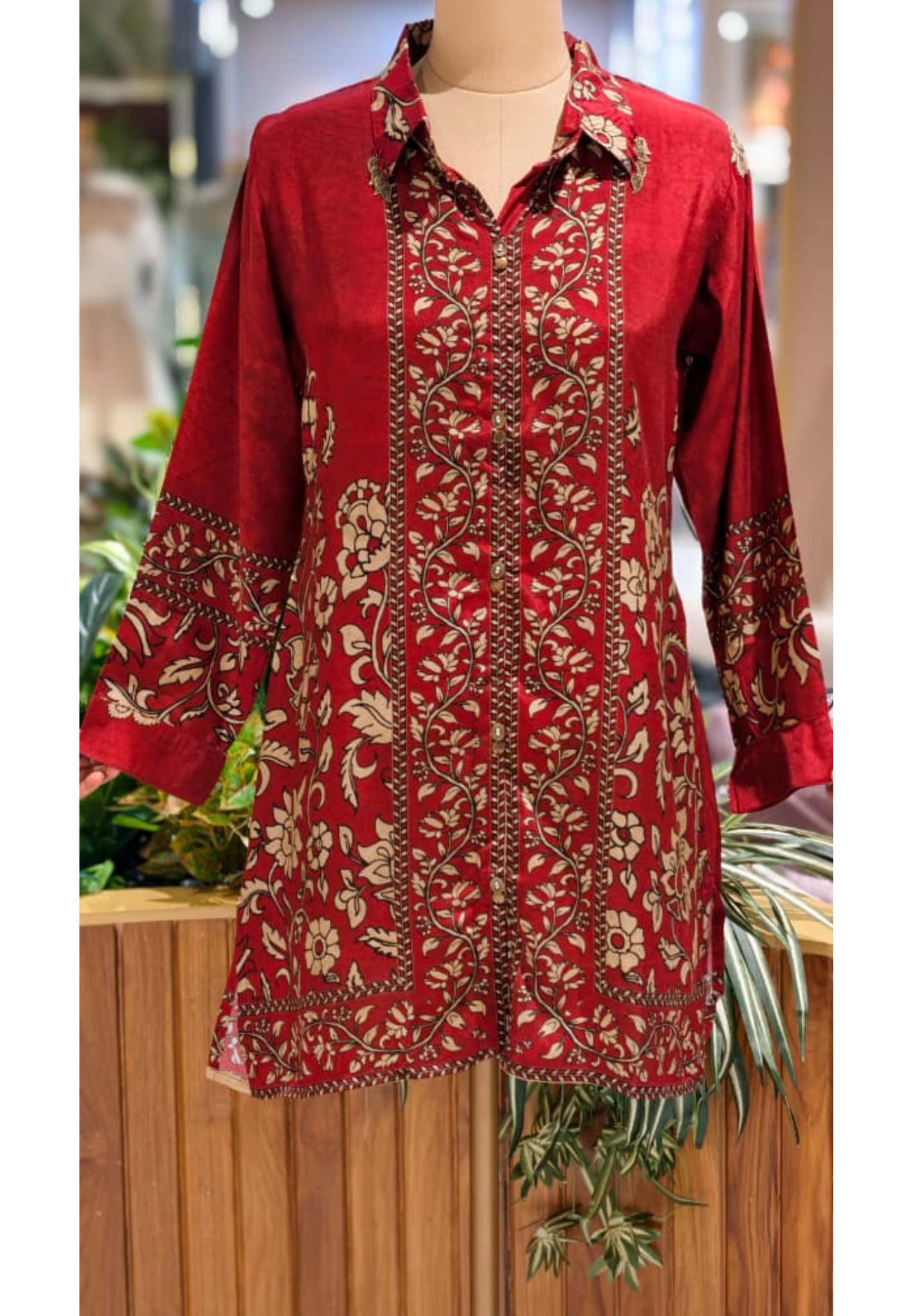 Breathable Premium Floral Placement Print Collared Casual Muslin Shirt-14384 RB245