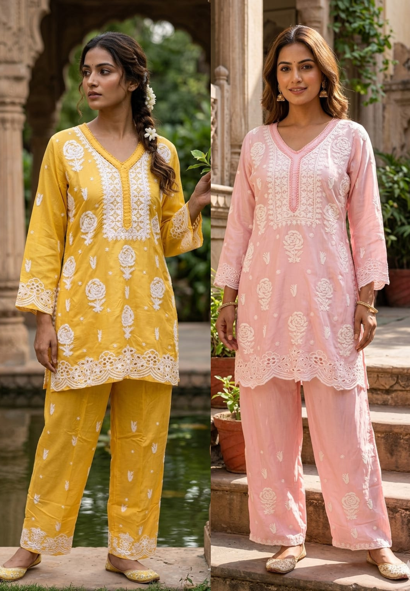 Pure Muslin Chikankari Work Summerish Tone Casual Wear Co-Ord Set-14394 RB221