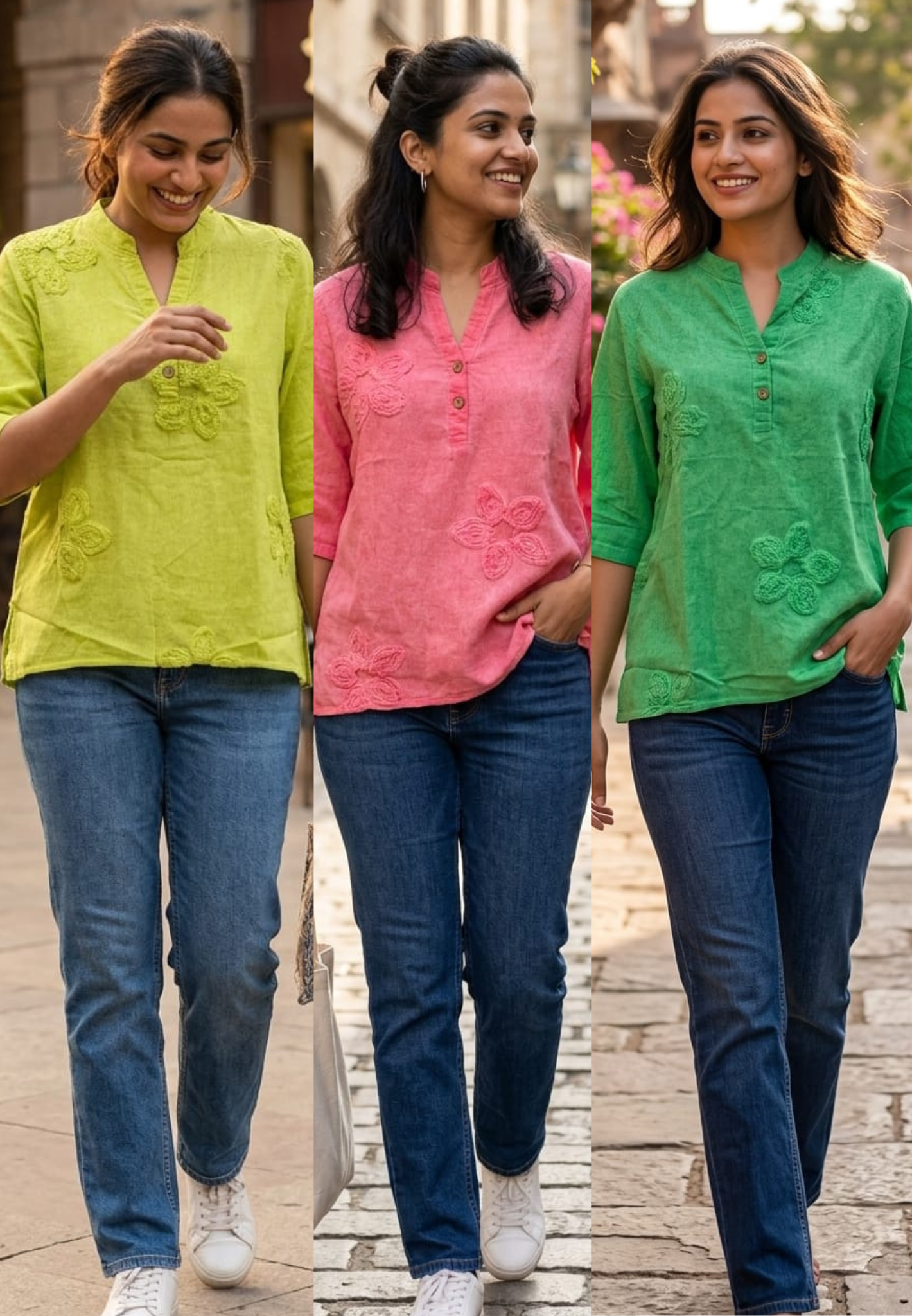 Thread Popped Embroidered Solid Breathable Oversized Casual Top-14432