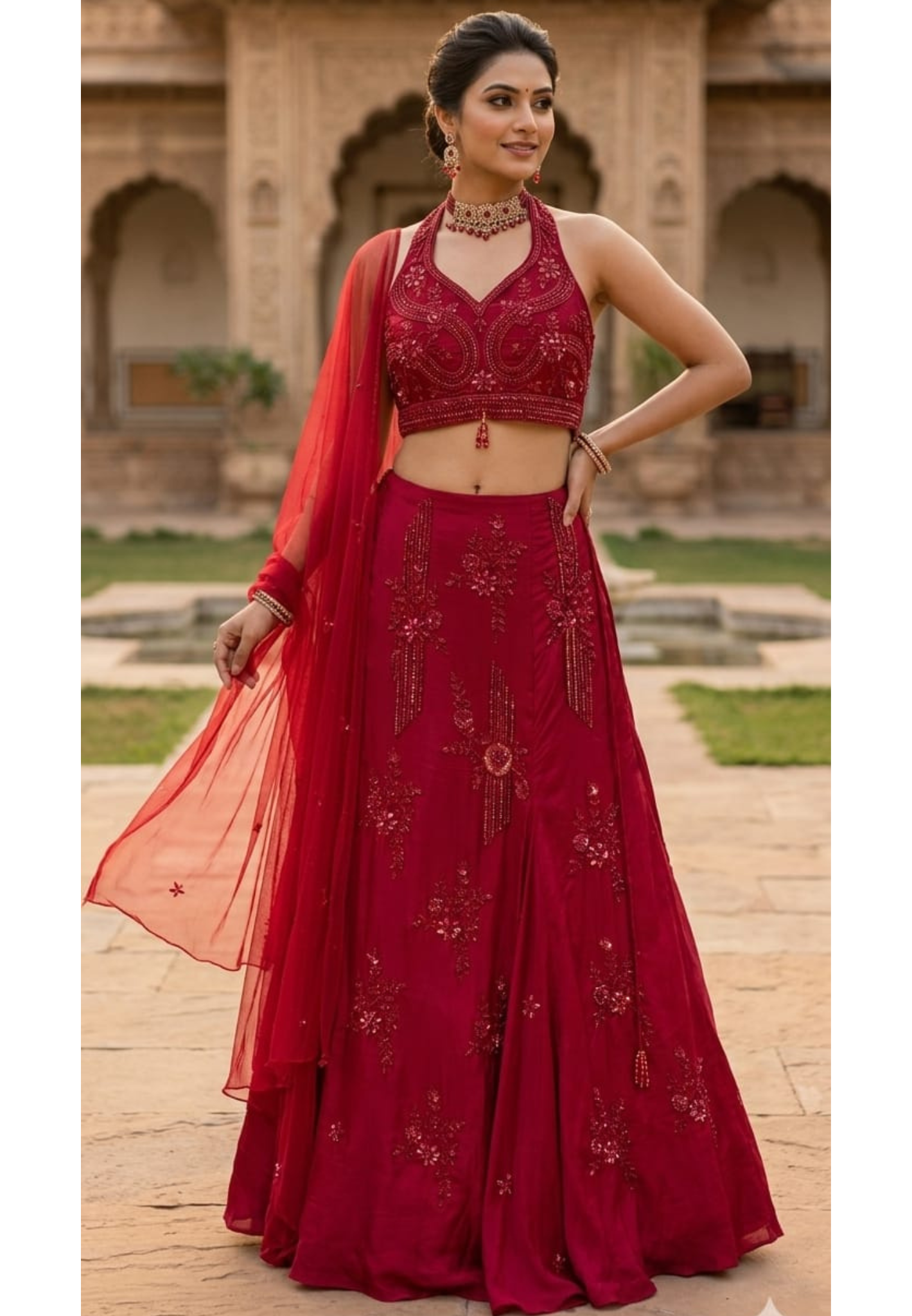 Contemporary Wedding & Festive Wear Royal Crimson Maroon Sequined Lehenga Choli