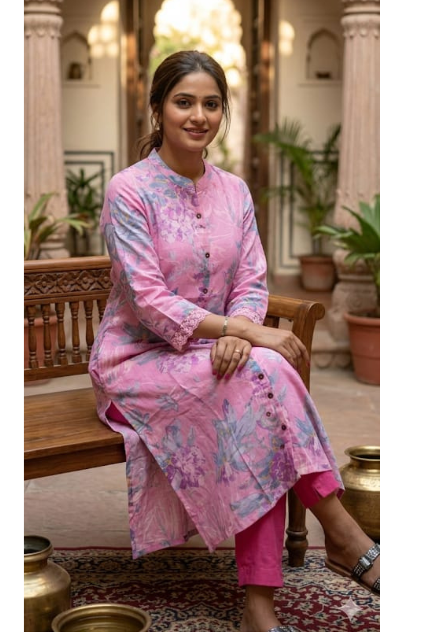 Beautiful Printed Kurta A-line Eligent Collor Nack Only Kurti-