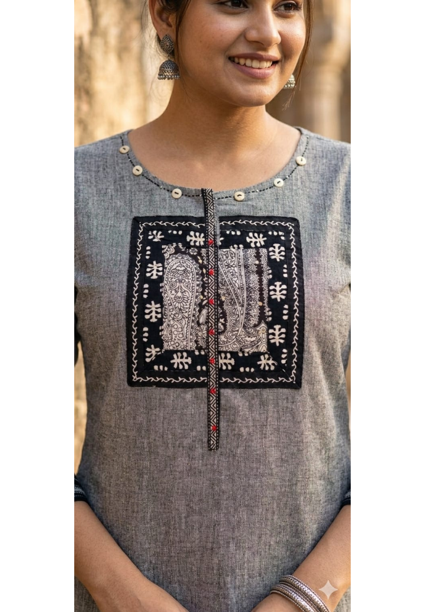 Gardenia Look Long Kurti Only In Cotton Fabric-