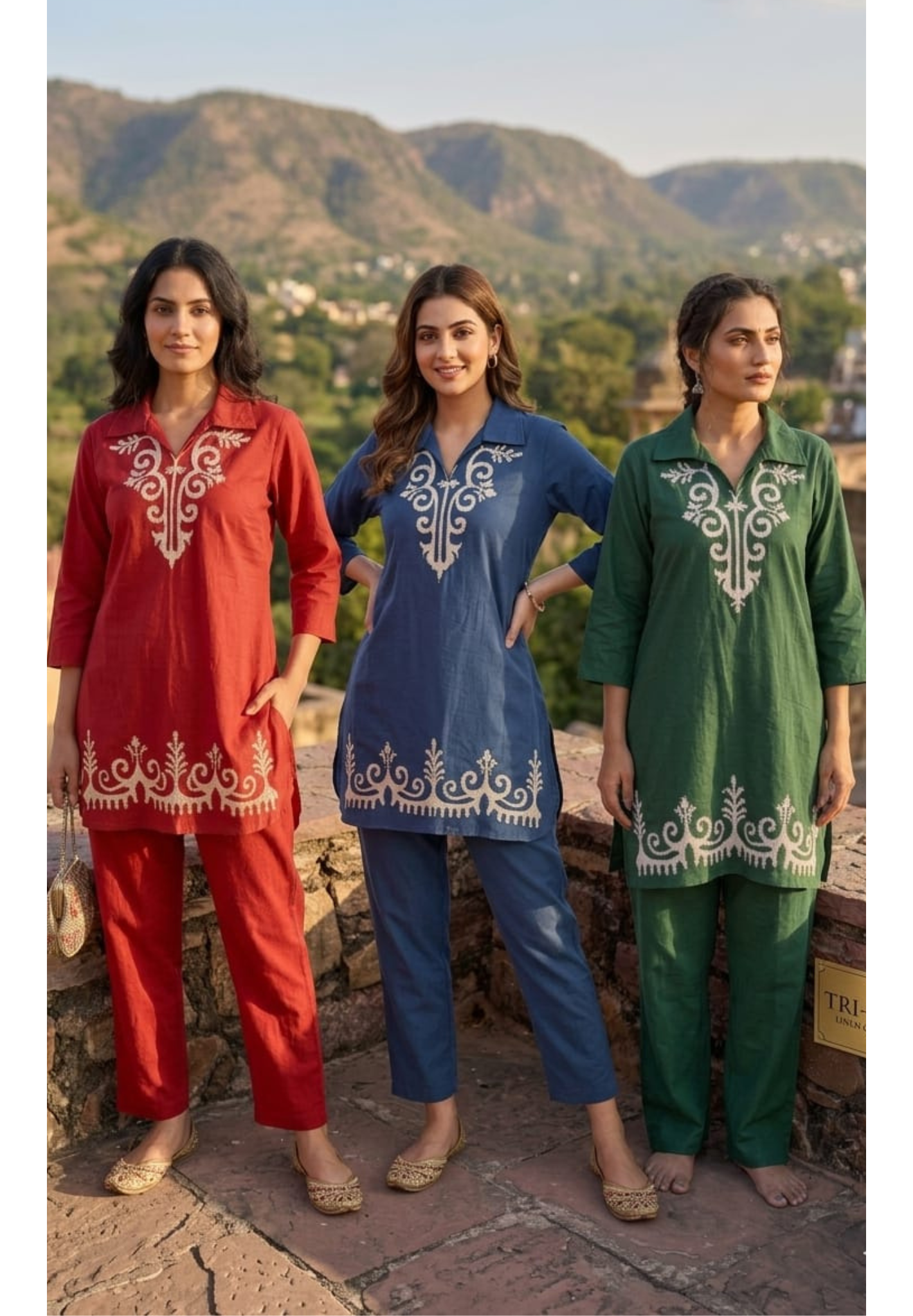 Smart Minimal Print Solid Casual Wear Cotton Co-Ord Set- 14964