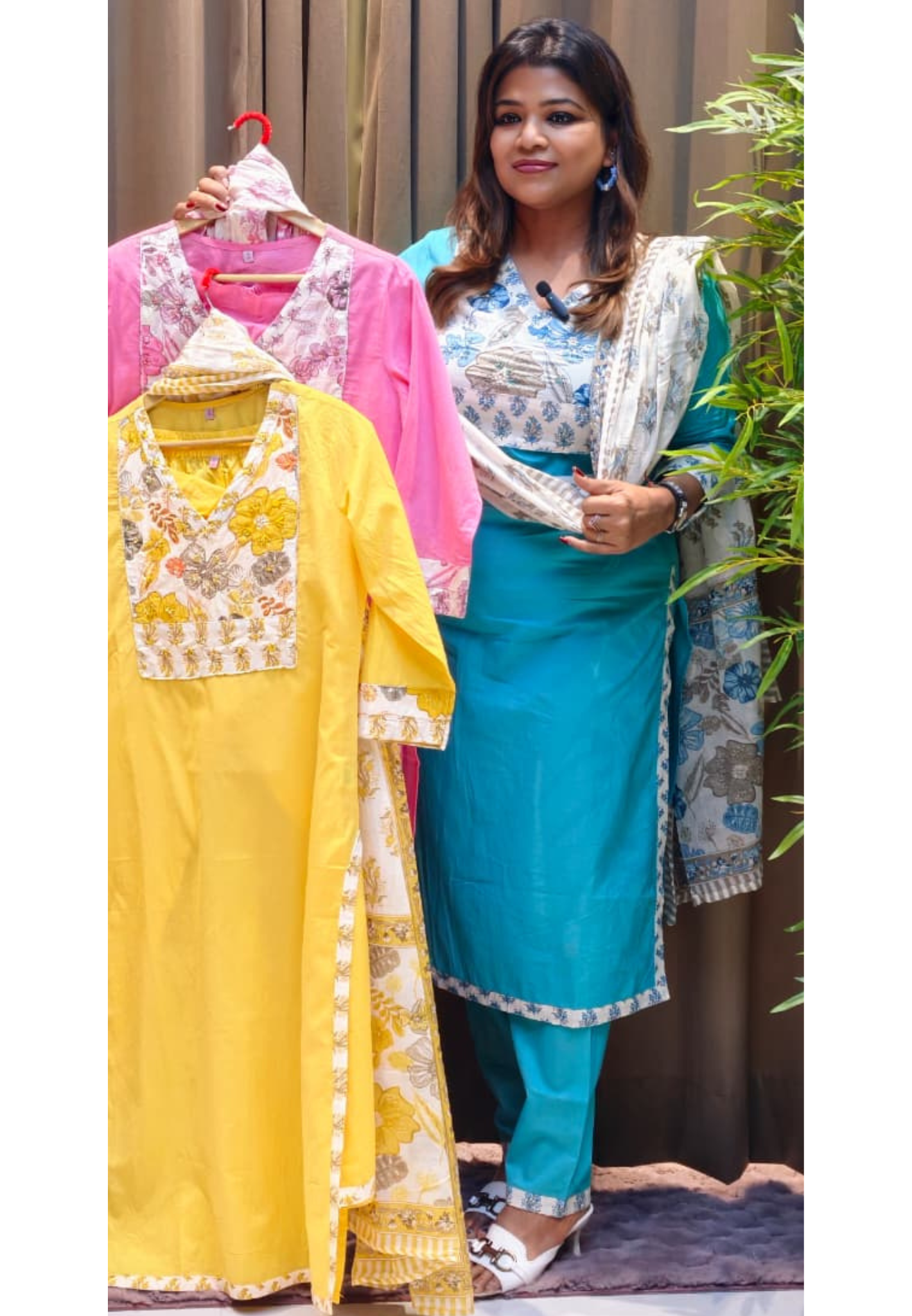 Fine Floral With Sequin Touch Yoke Beautiful Cotton Full Suit Set With Dupatta