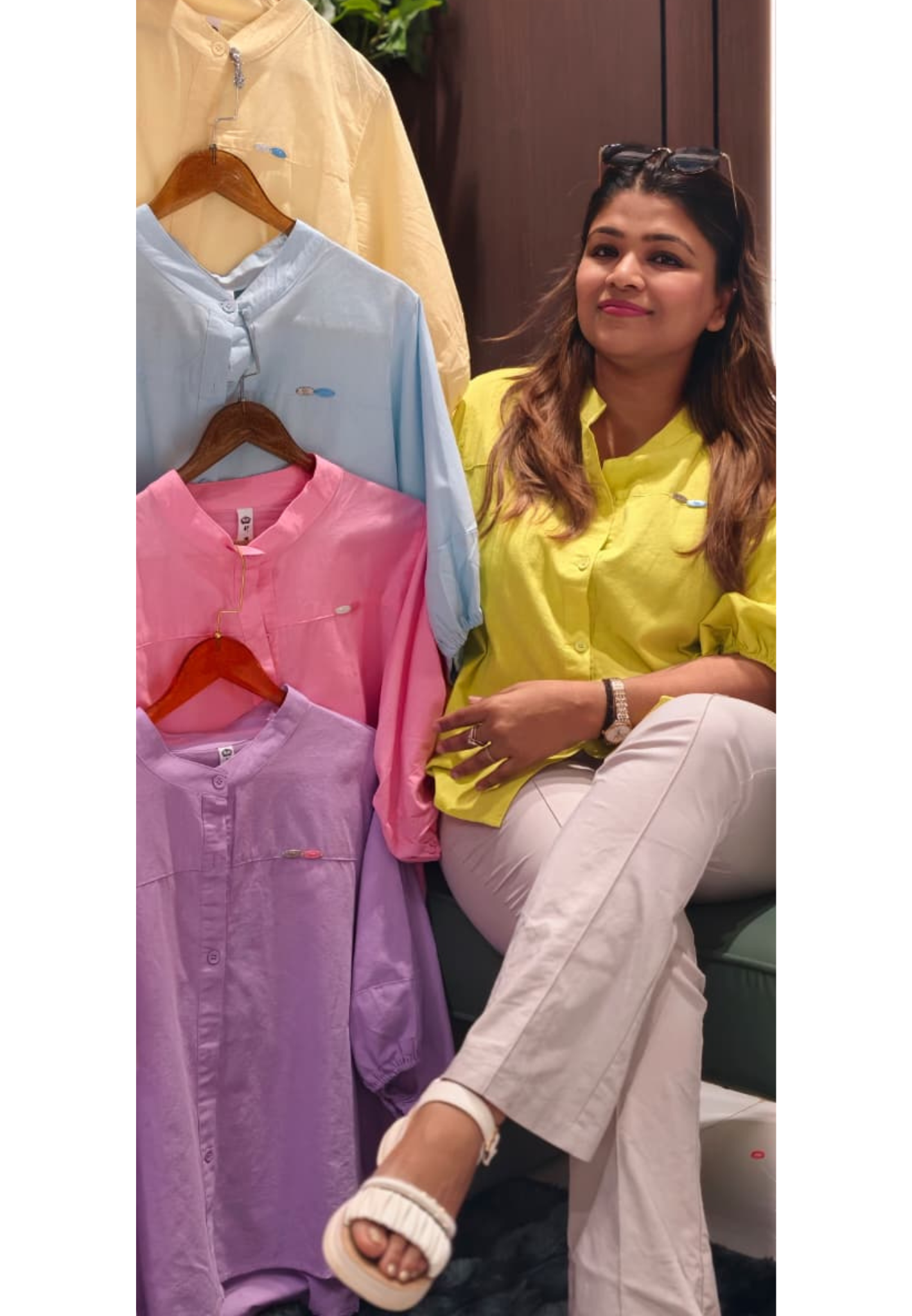 Mini Buttoned Broach Look Balloon Sleeved Cotton Solid Western Top- 15043