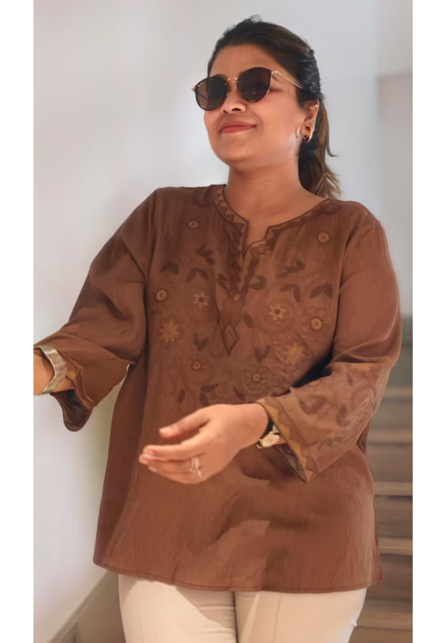 Imported Cotton Light Weight Embroidered Comfort Fit Western Top