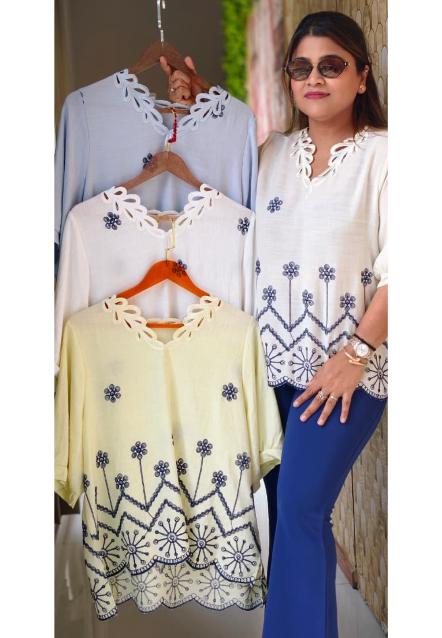 Kurta Style Classic Cut-Work Embroidery Light Weight Casual Top- 15048