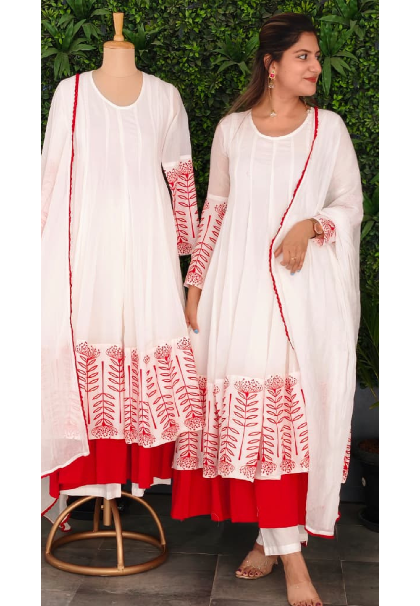 Premium Cotton Panel Double Layer Vibrant Printed Anarkali Full Suit Set With Dupatta- 15179