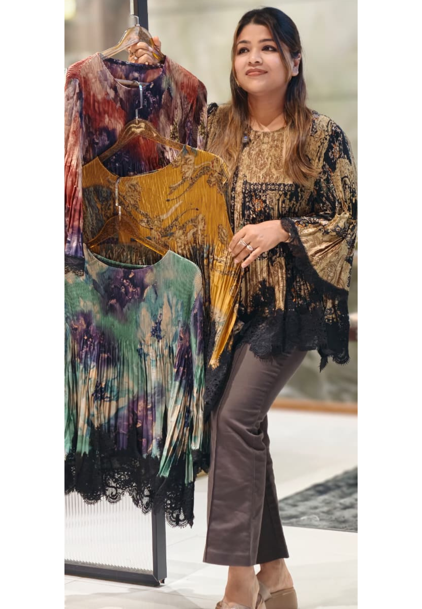 Tribal Inpired Stretchable Crush Multicolor Imported Western Top- 15444