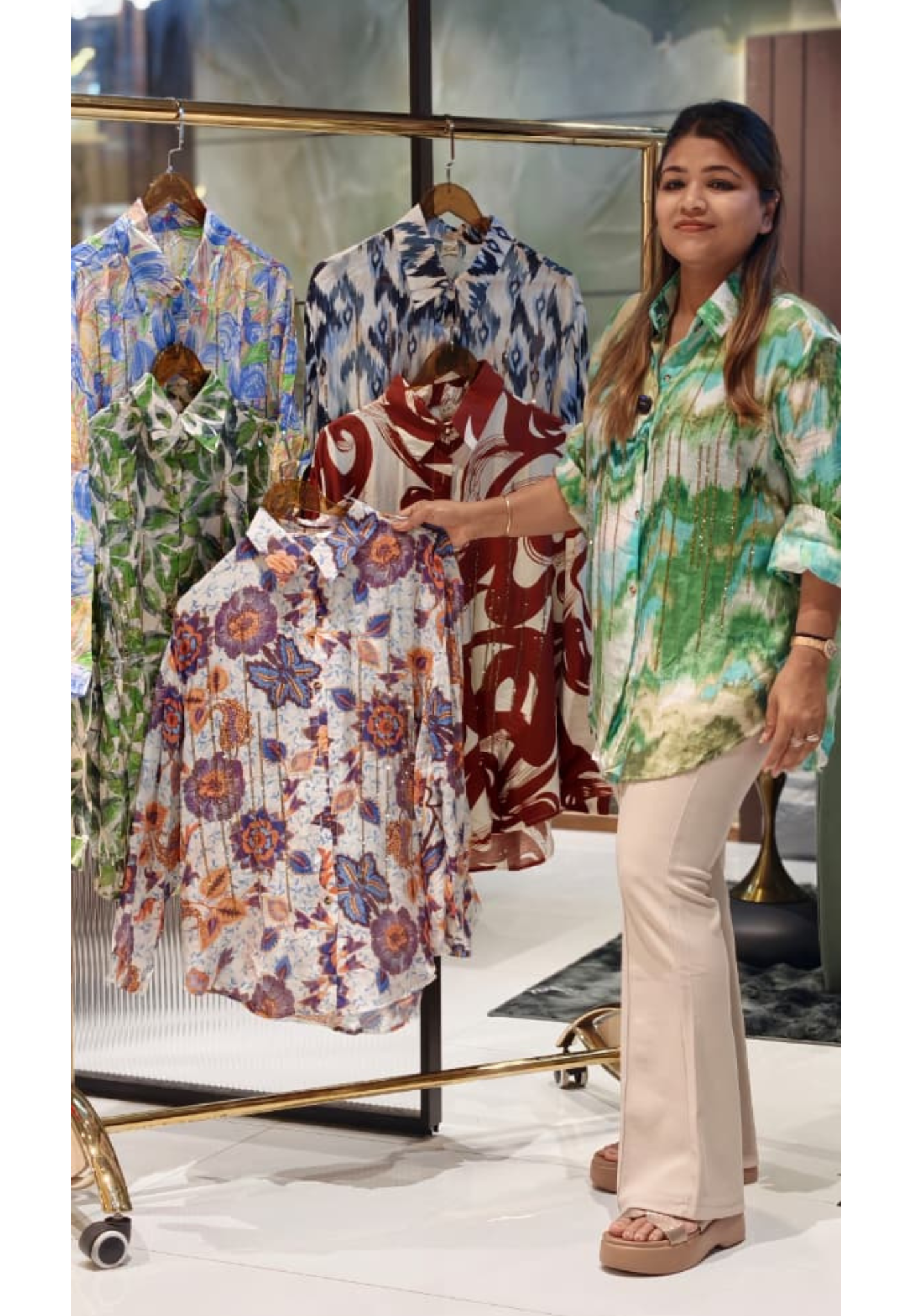 Multicolor With Colorful Cool Prints Trendy Light Weight Imported Shirt- 15446