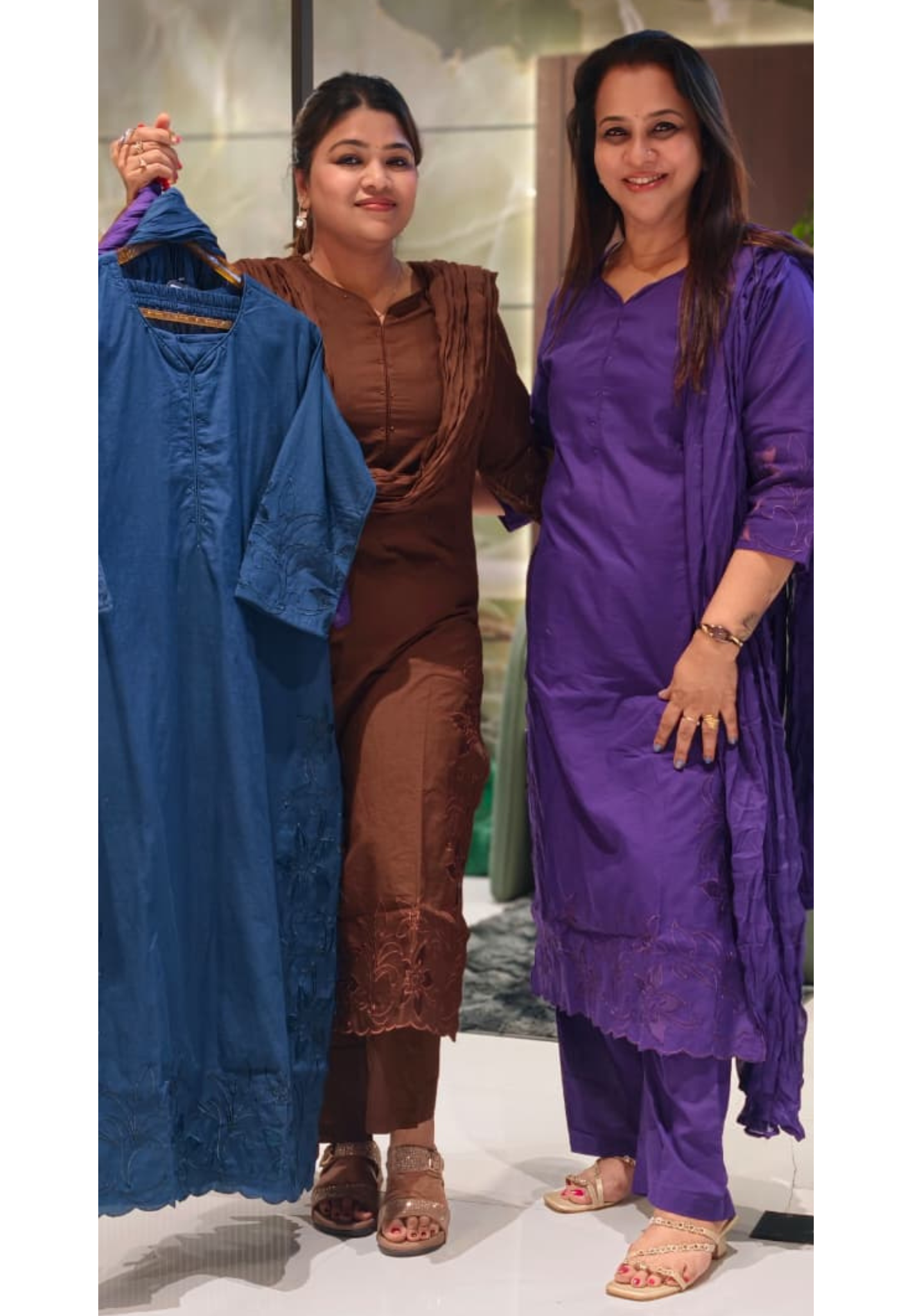 Pure Cotton Solid Shade Floral Embroidery With Cut-Work Straight Full Suit Set With Dupatta- 15861