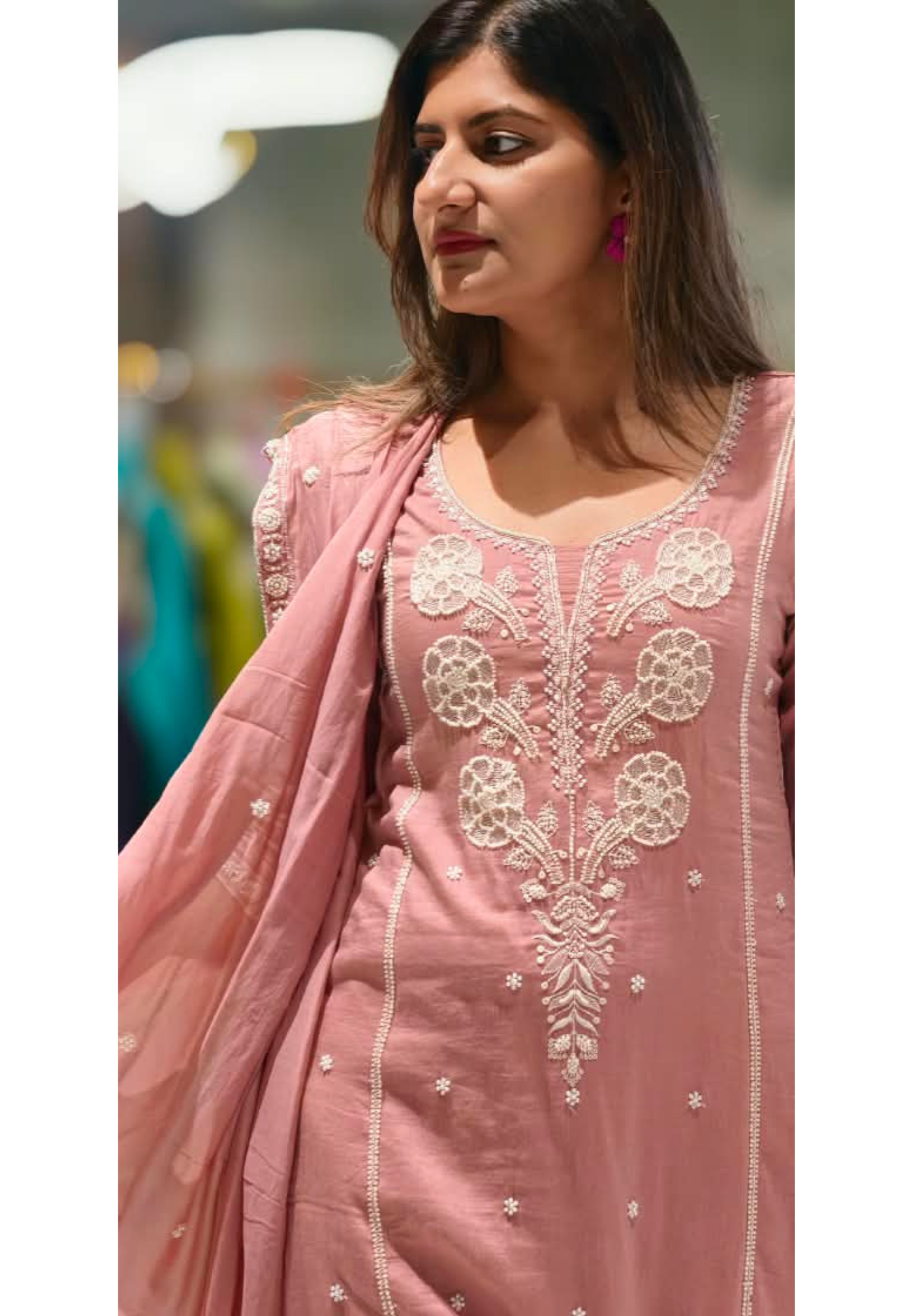 Elegant Cut-Dana With Pearl White Embroidered Pastel Shade Full Suit Set With Dupatta- 15911