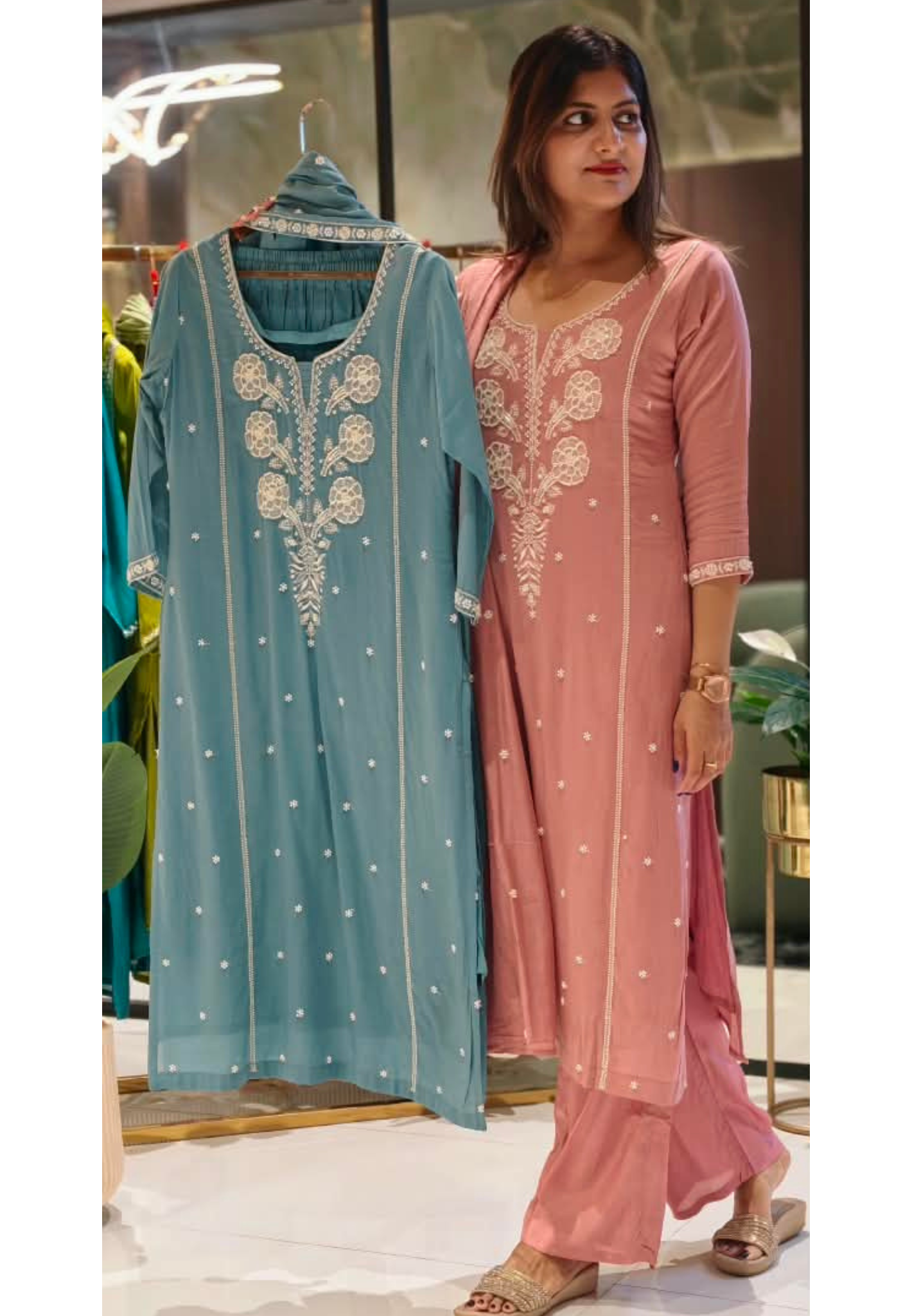Elegant Cut-Dana With Pearl White Embroidered Pastel Shade Full Suit Set With Dupatta- 15911