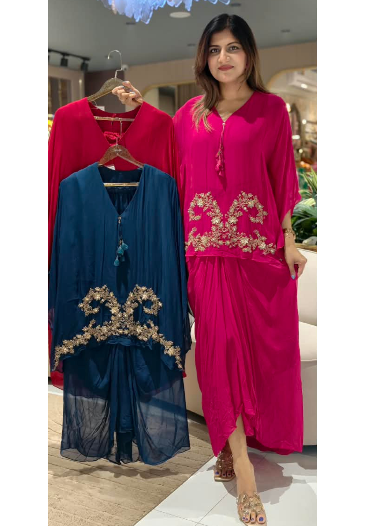 Fine Intricate Embroidery Modest Premium Indo-Wear With Oversized Top & Dhoti Skirt- 16106