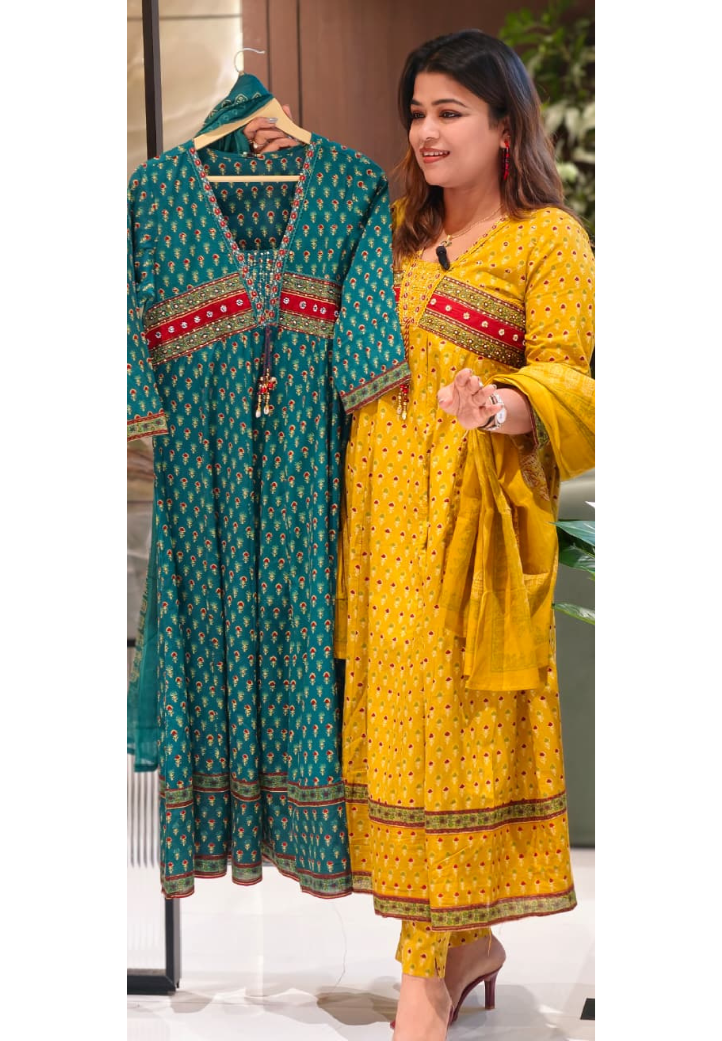 Traditional Printed Ethnic Cotton Anarkali Full Suit Set With Dupatta- 13582