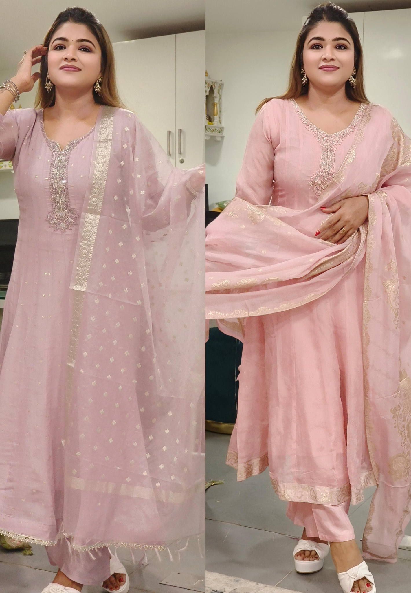 Ethereal Long Organza Pannel Anarkali Suit with Intricately Embroidered Neckline, Matching Dupatta, and Coordinated Pants-08674