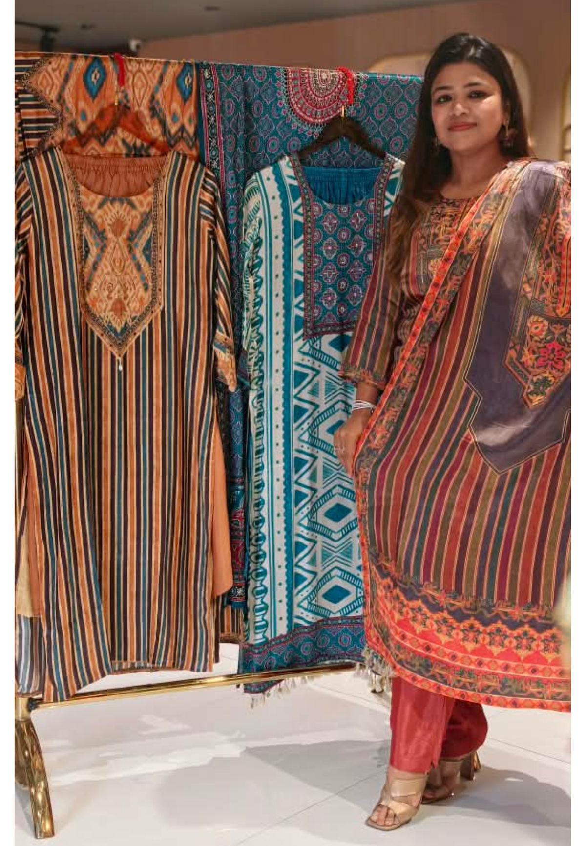 Premium Gajji Silk Striped Prints With Embroidered Neckline Straight Full Suit Set With Dupatta-16691 16688 16738