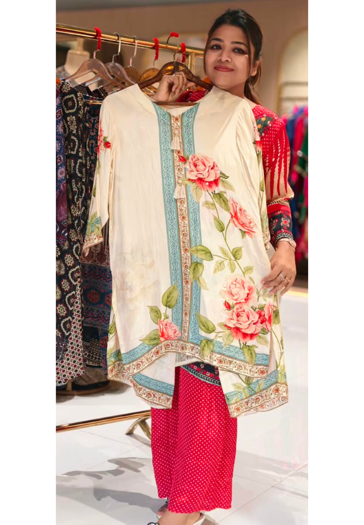 Digital Floral Subtle Print Flowy Crepe Casual Co-Ord Set- 15239