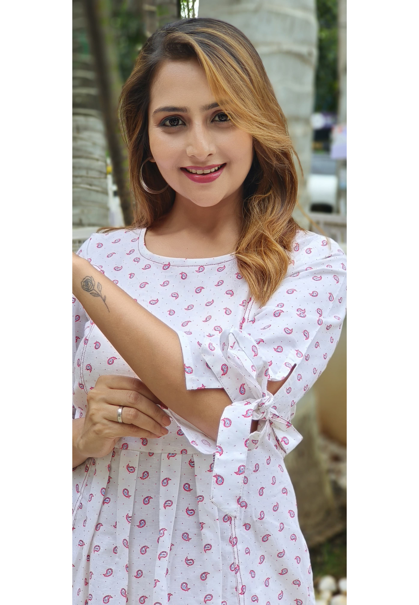 Printed Cotton A-line ankel length frock-05445-05444