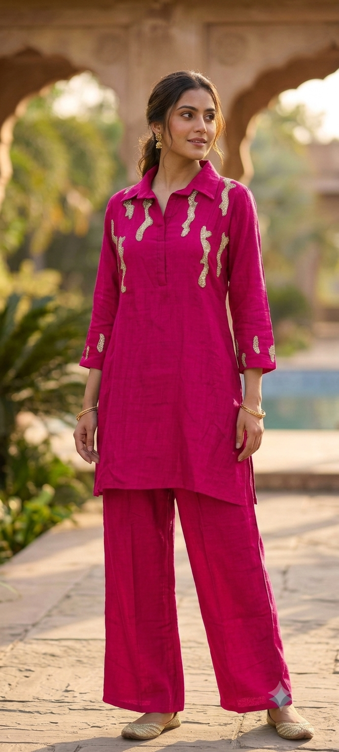 Sequence Abstract Embroidery Mulchanderi Co-Ord Set-16659