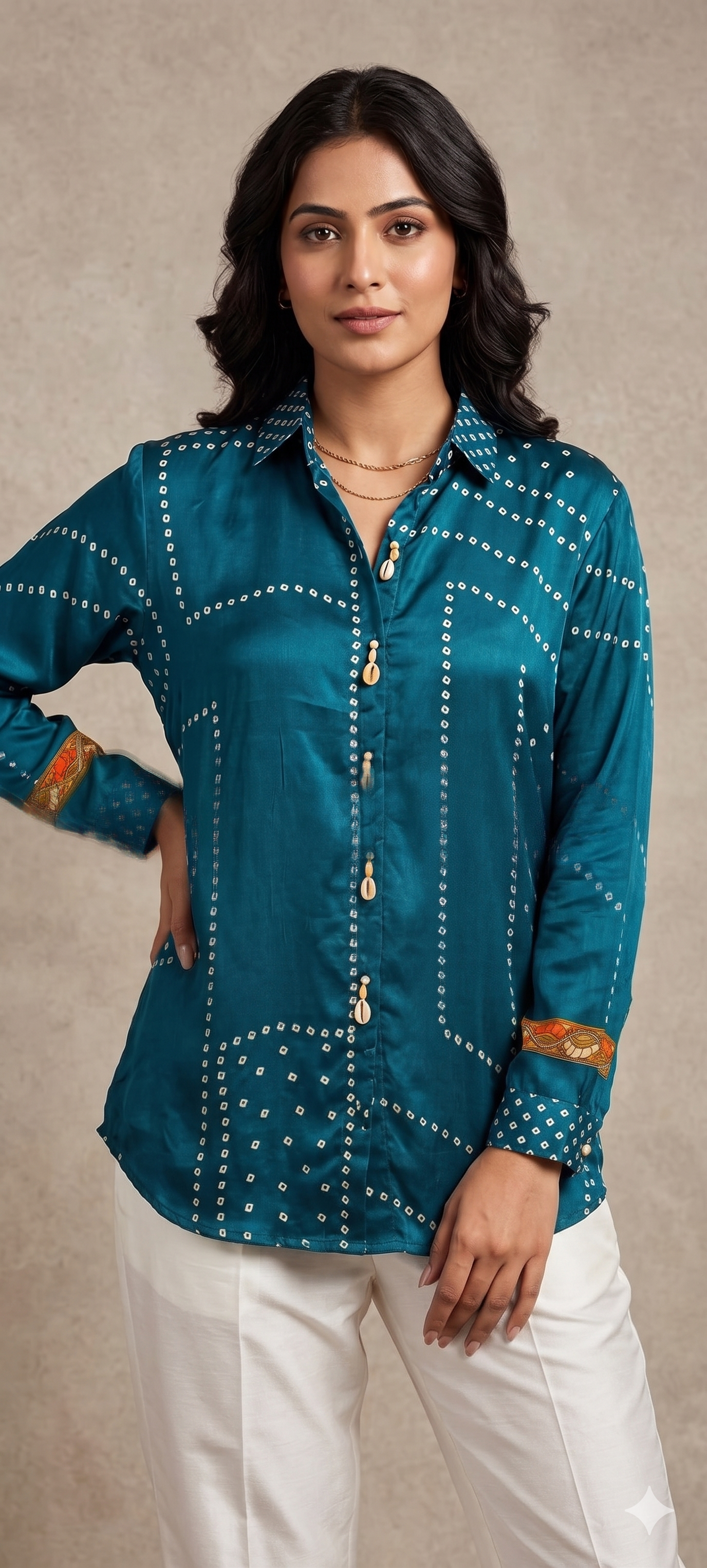 Pure Crepe Collared Casual Shirt with Back Bird Print -15111