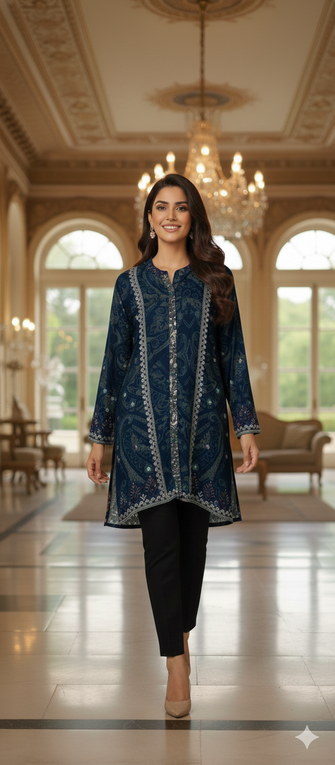 Pure Crape Beautiful Prints Short Kurti