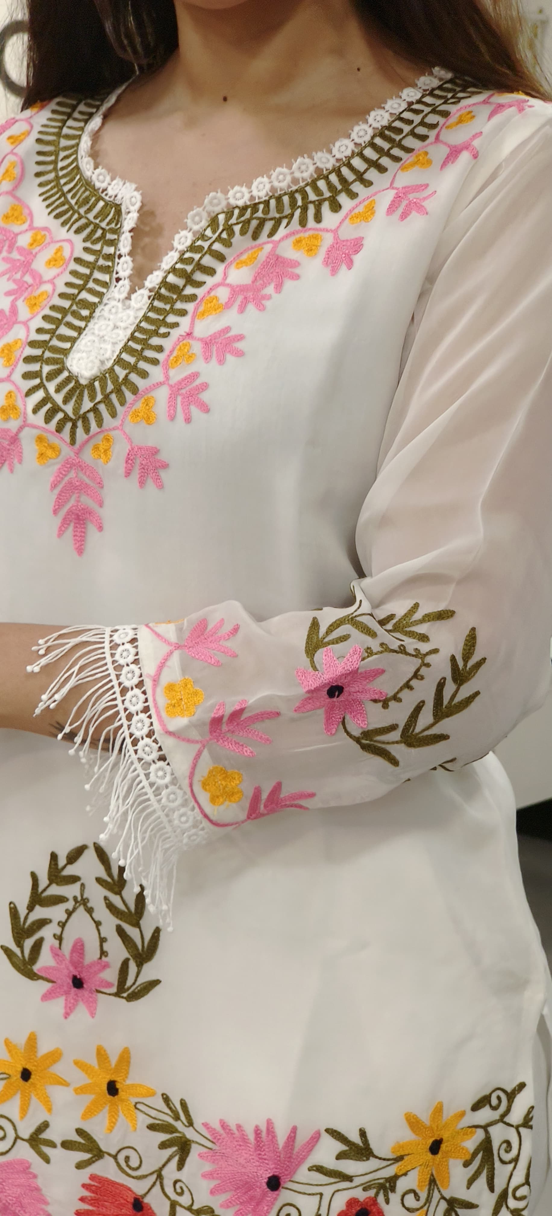 Chikankari Embroidered Organza Only Kurti -9045