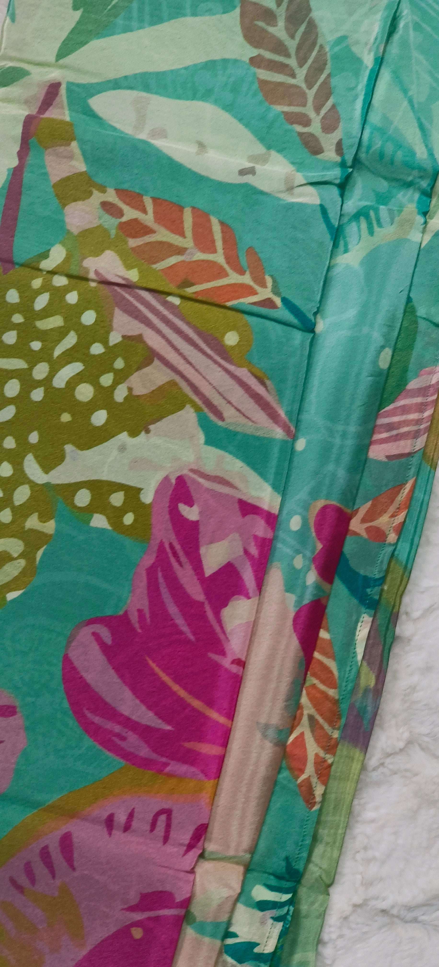 Pure Crepe Digital Print Saree With Running Unstiched Blouse