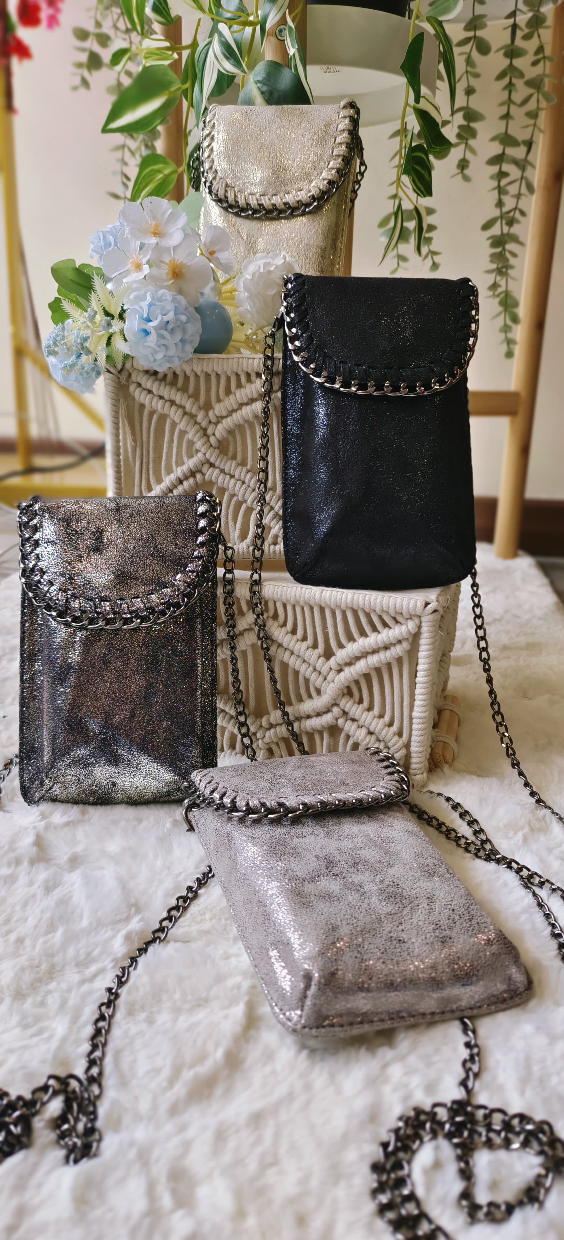 Shining Suede Leather Mobile Women Wallet -