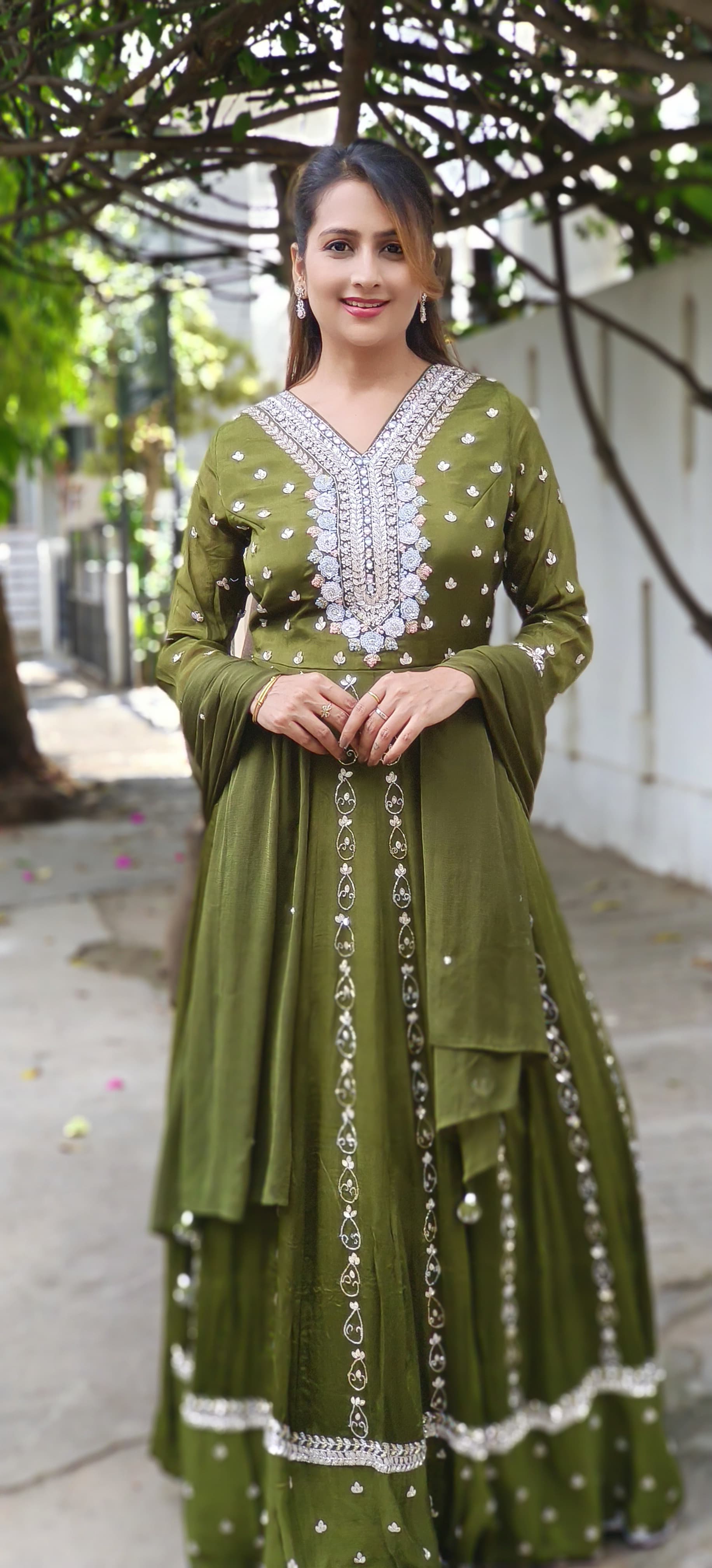 Designer Party Wear Chinon Havya Embroidered Anarkali Gown DRYWASH-06283-84