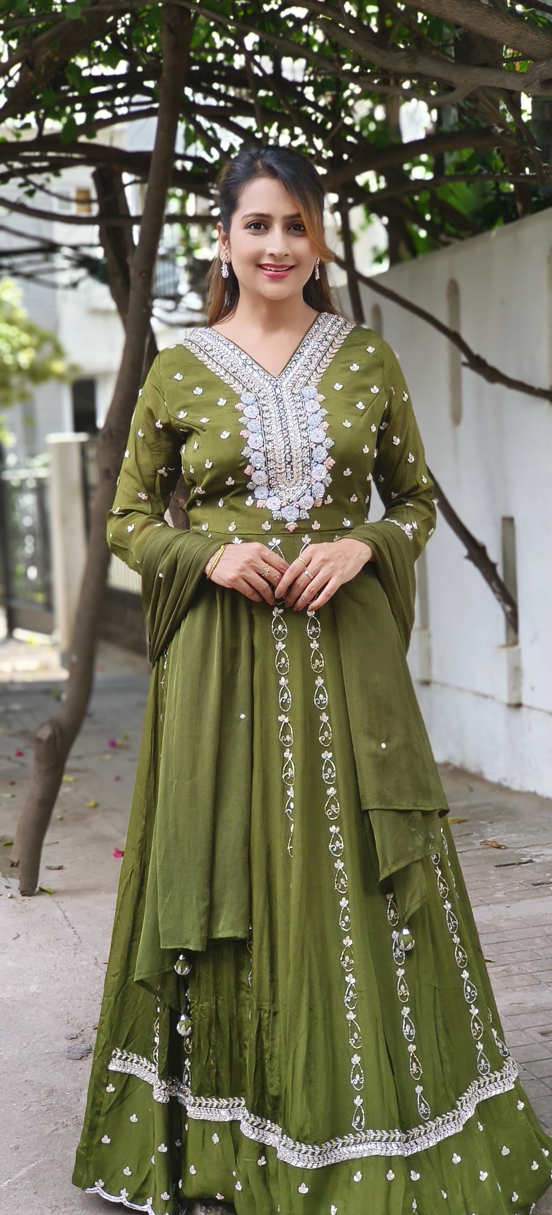 Designer Party Wear Chinon Havya Embroidered Anarkali Gown DRYWASH-06283-84