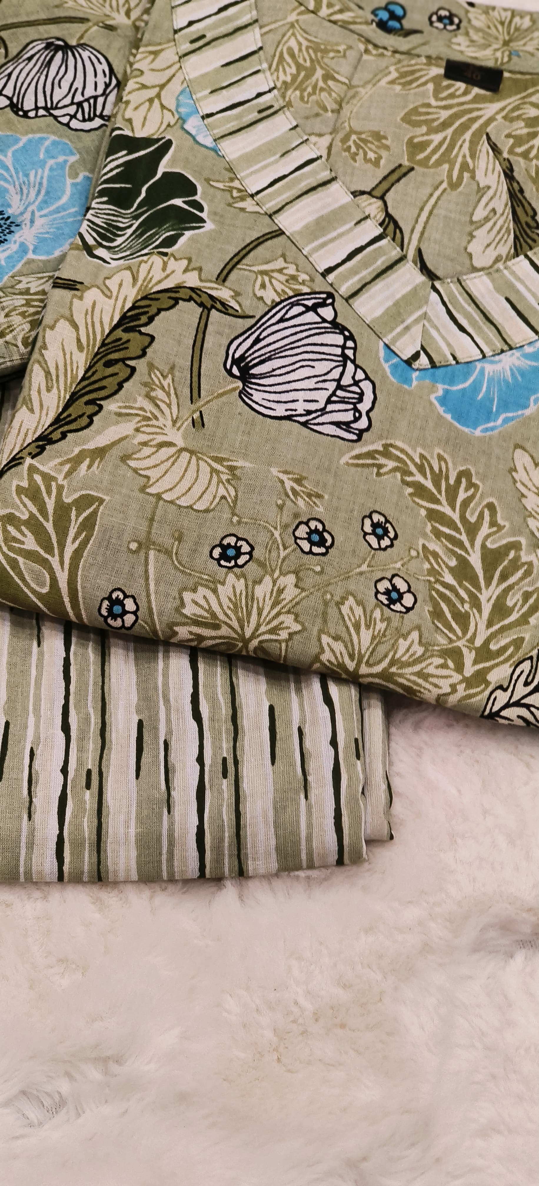 Flower Print Cotton Kurta with Pant and Dupatta