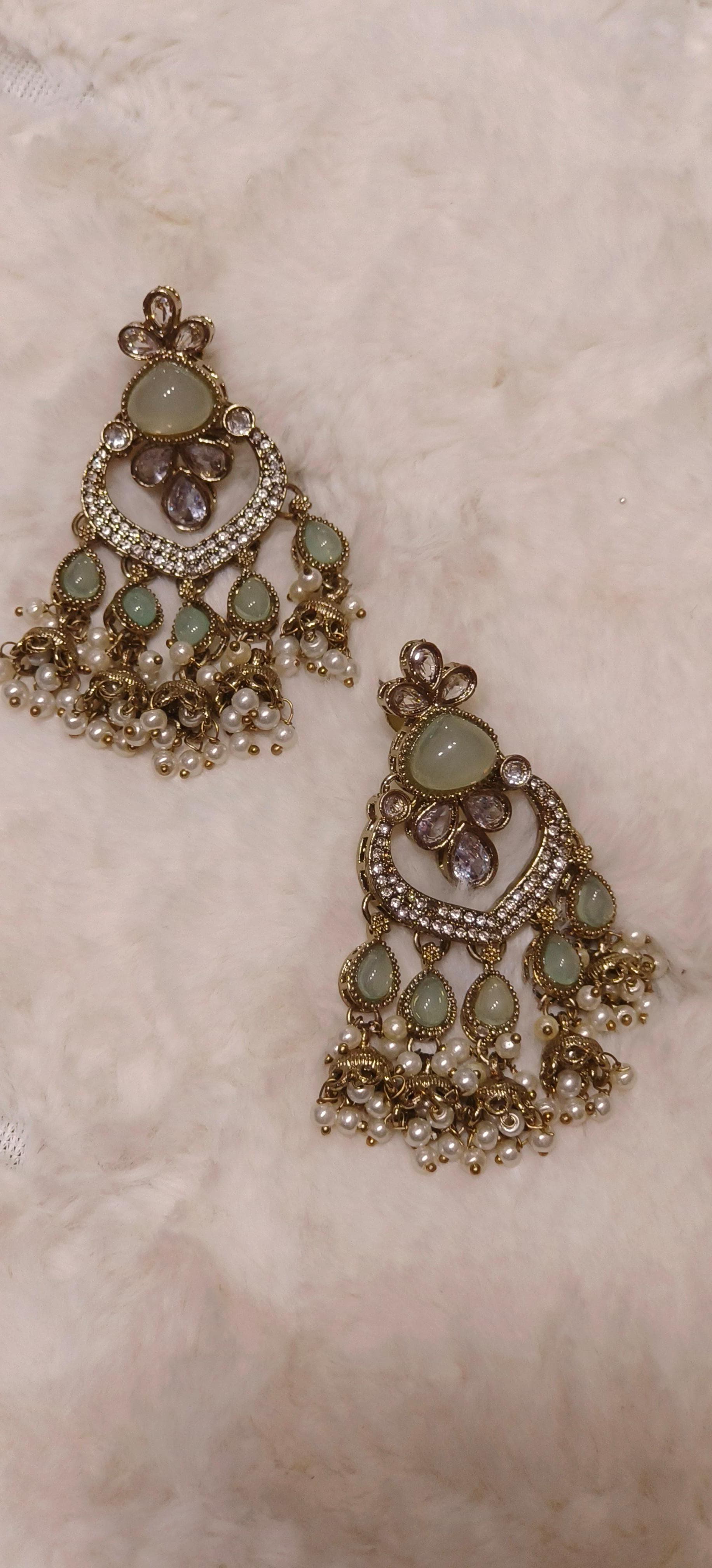 Traditional Kundan Pearl Chandbali Earrings