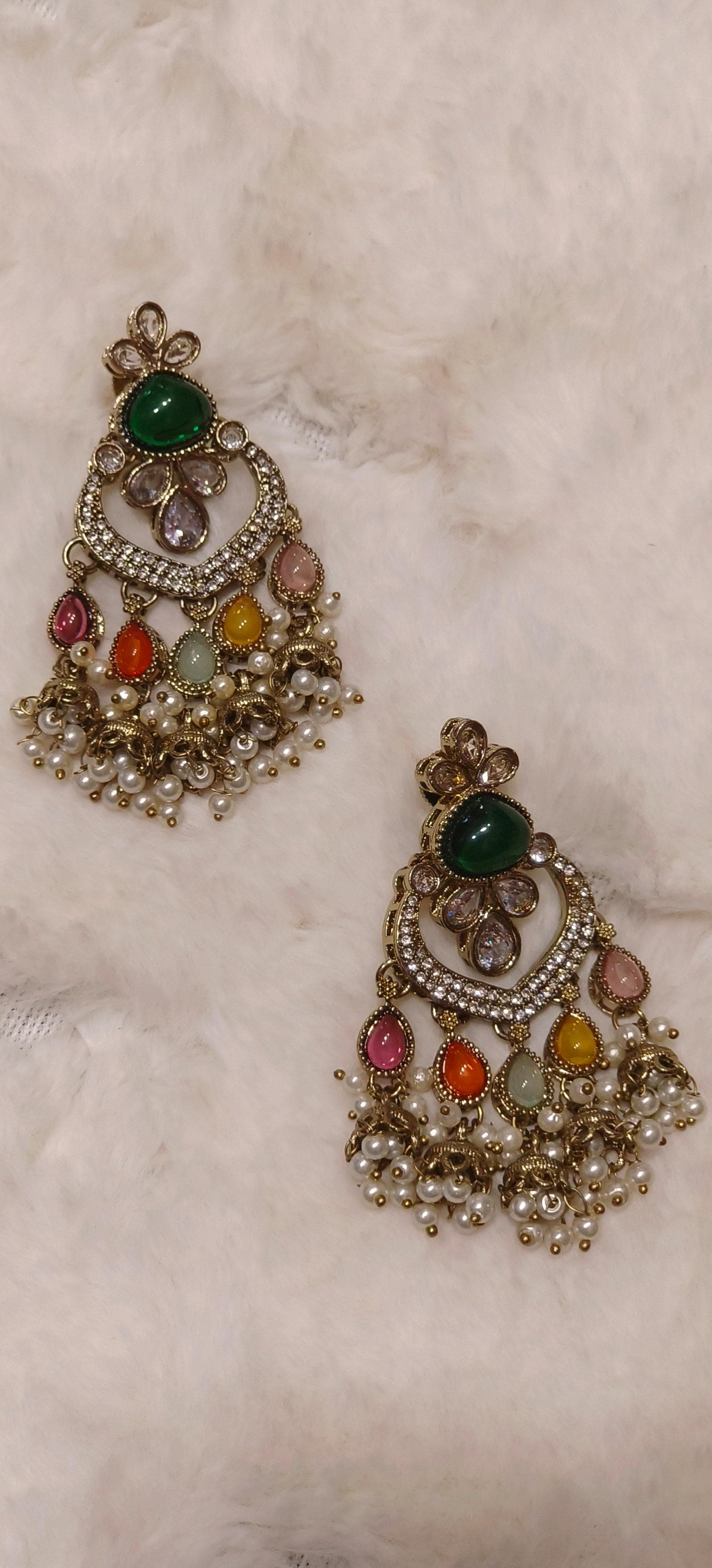 Traditional Kundan Pearl Chandbali Earrings